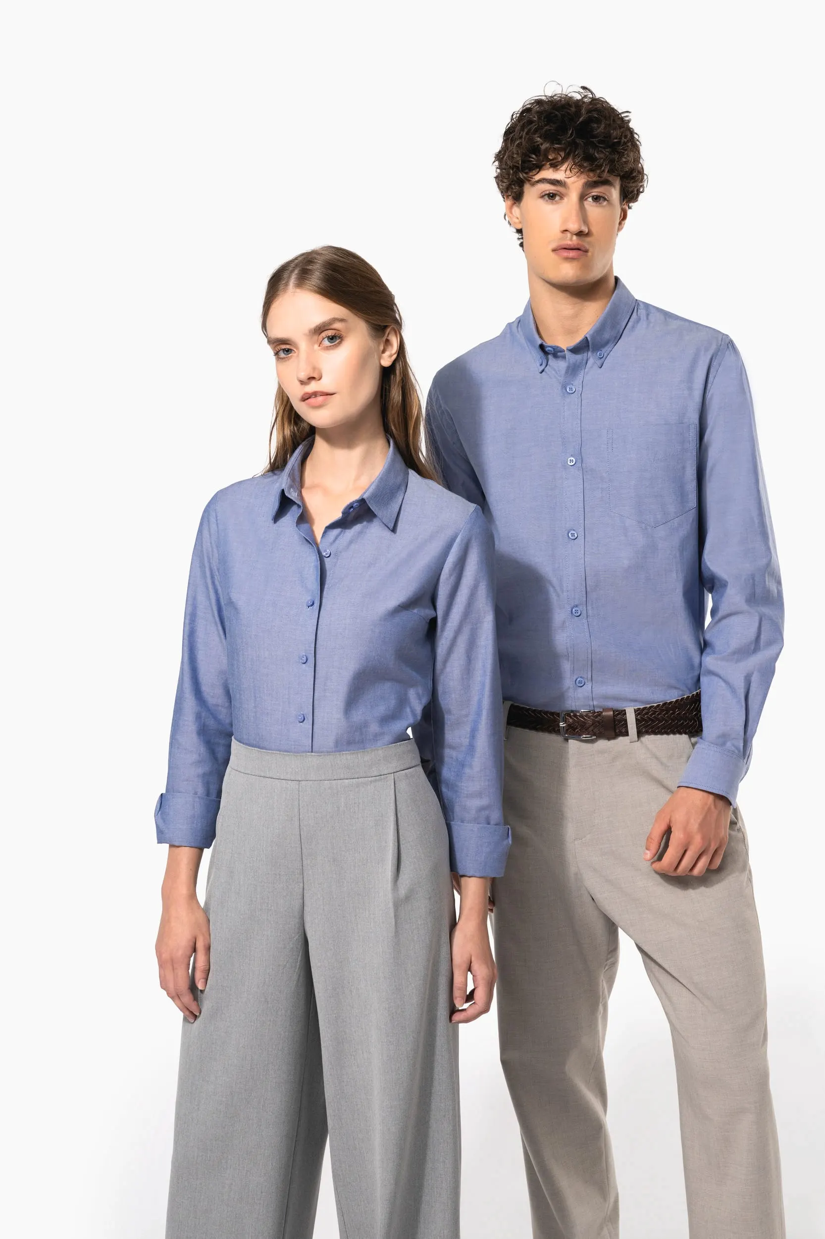 Camisa oxford manga larga mujer
