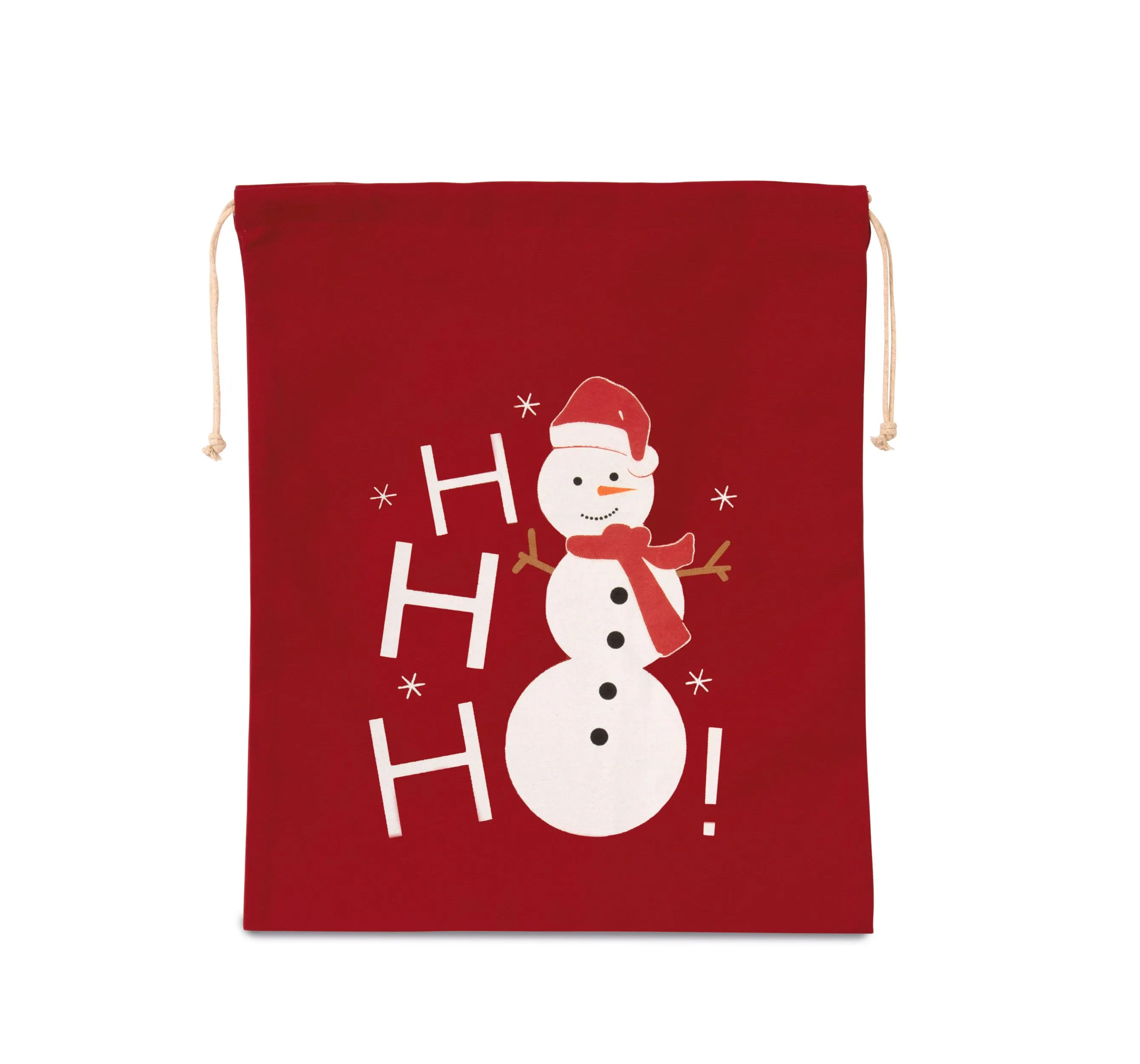 Bolsa algodón cierre cordón, diseño muñeco de nieve