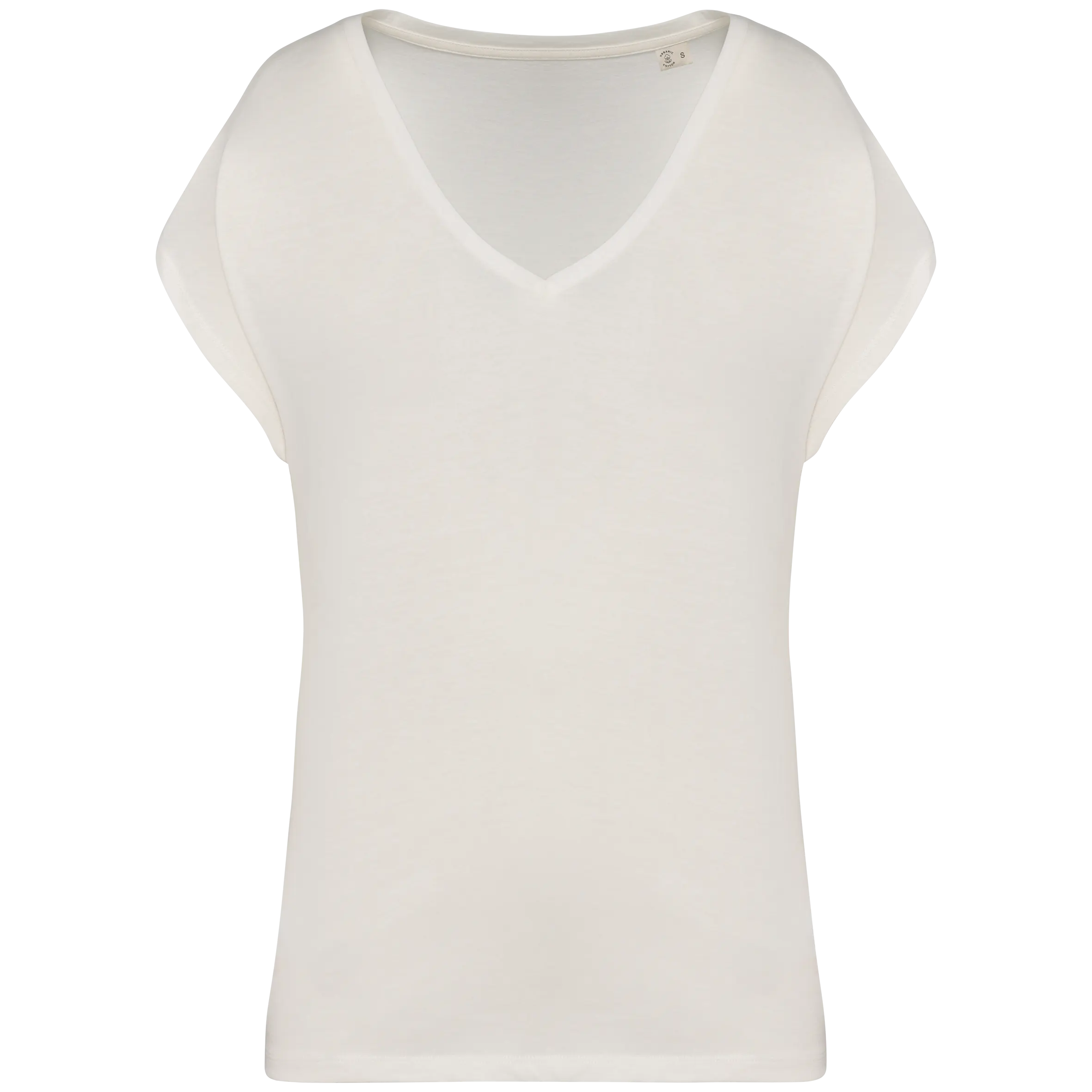 Camiseta ecorresponsable holgada con cuello de pico mujer
