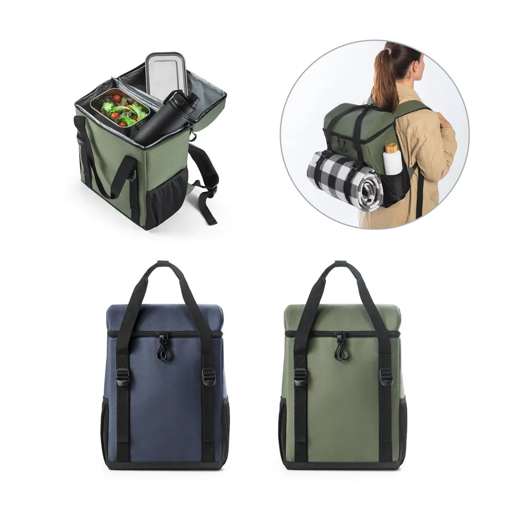 ROMA L. Mochila térmica acolchada en poliéster reciclado 600D ripstop 16 L