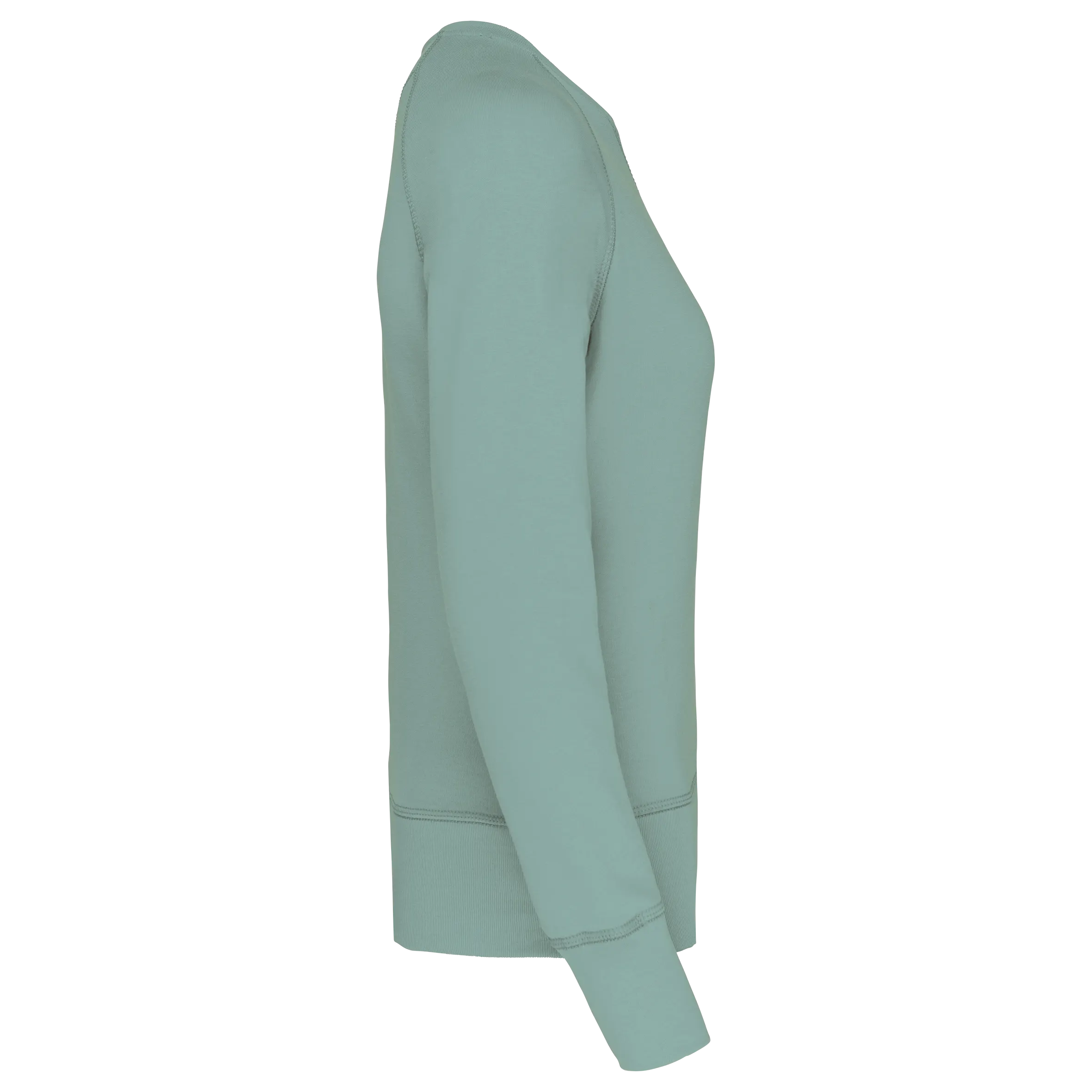 Sudadera algodón orgánico con cuello redondo y mangas raglan de mujer