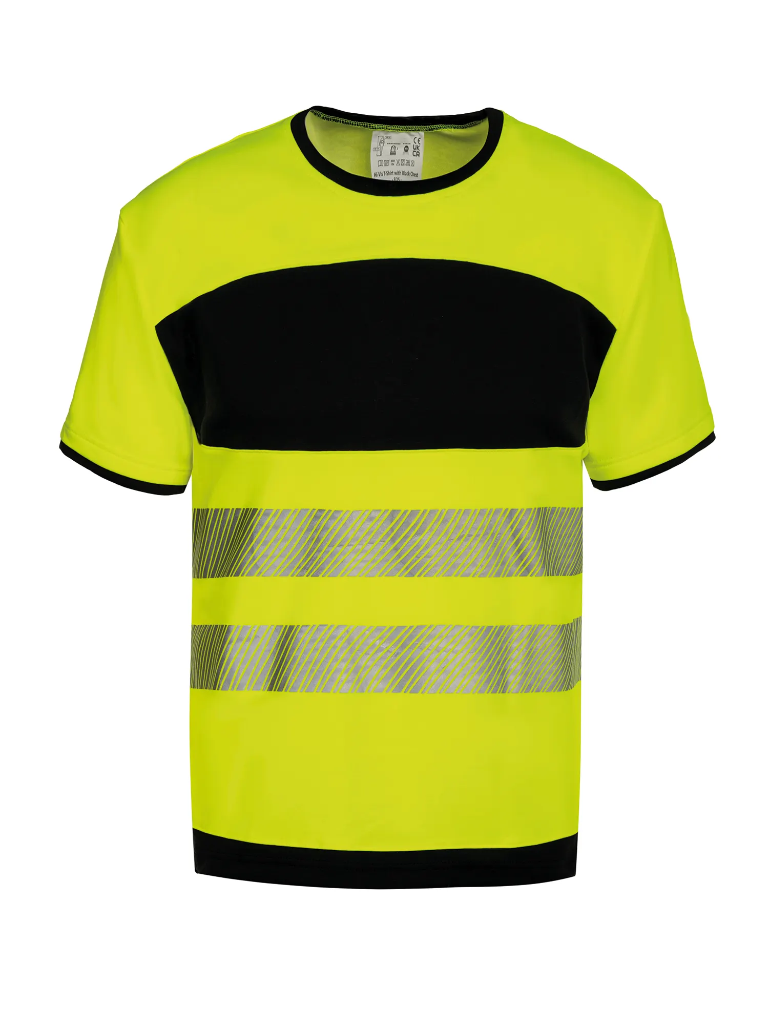 Camiseta de alta visibilidad con bolsillo. Pecho negro