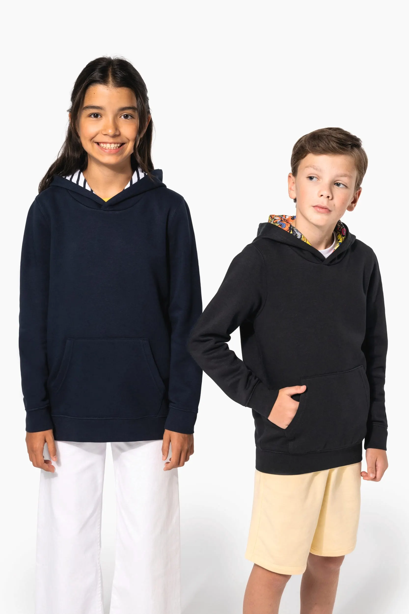 Sudadera con capucha de forro contrastado infantil