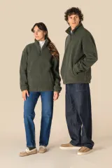 Sudadera de sherpa con 1/4 de cremallera y hombros caídos unisex