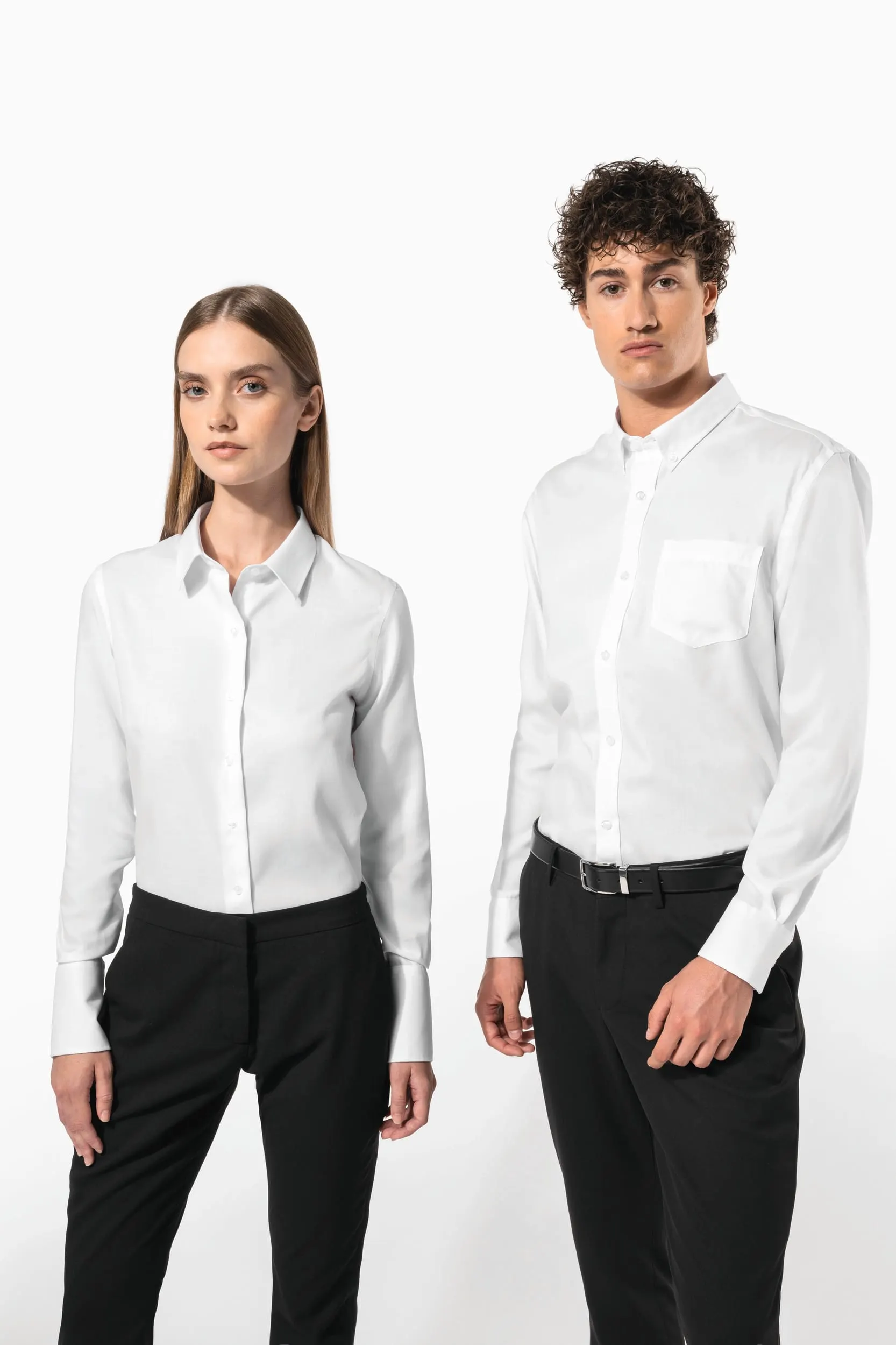 Camisa no-plancha manga larga mujer