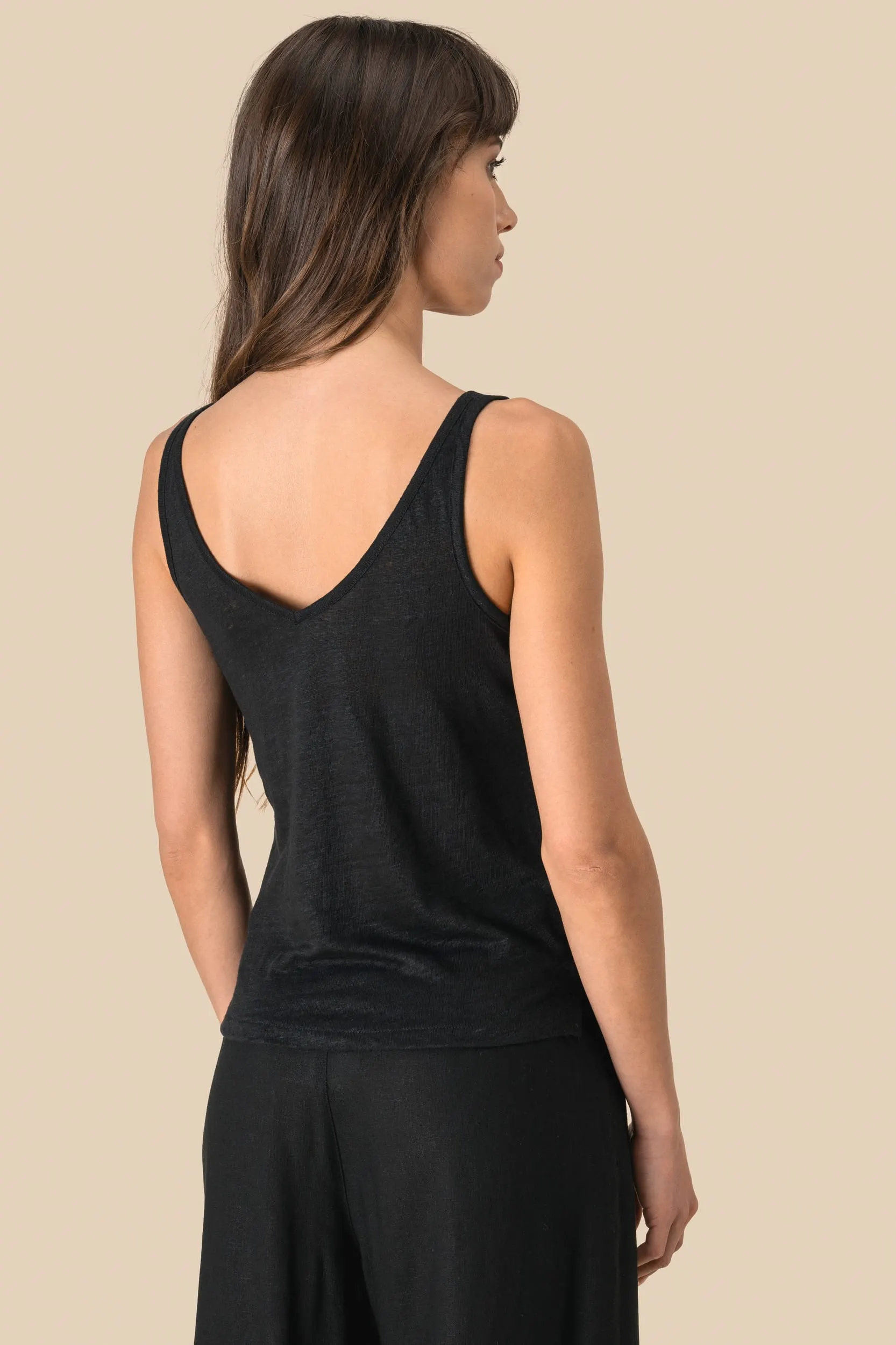 Camiseta de tirantes de lino mujer