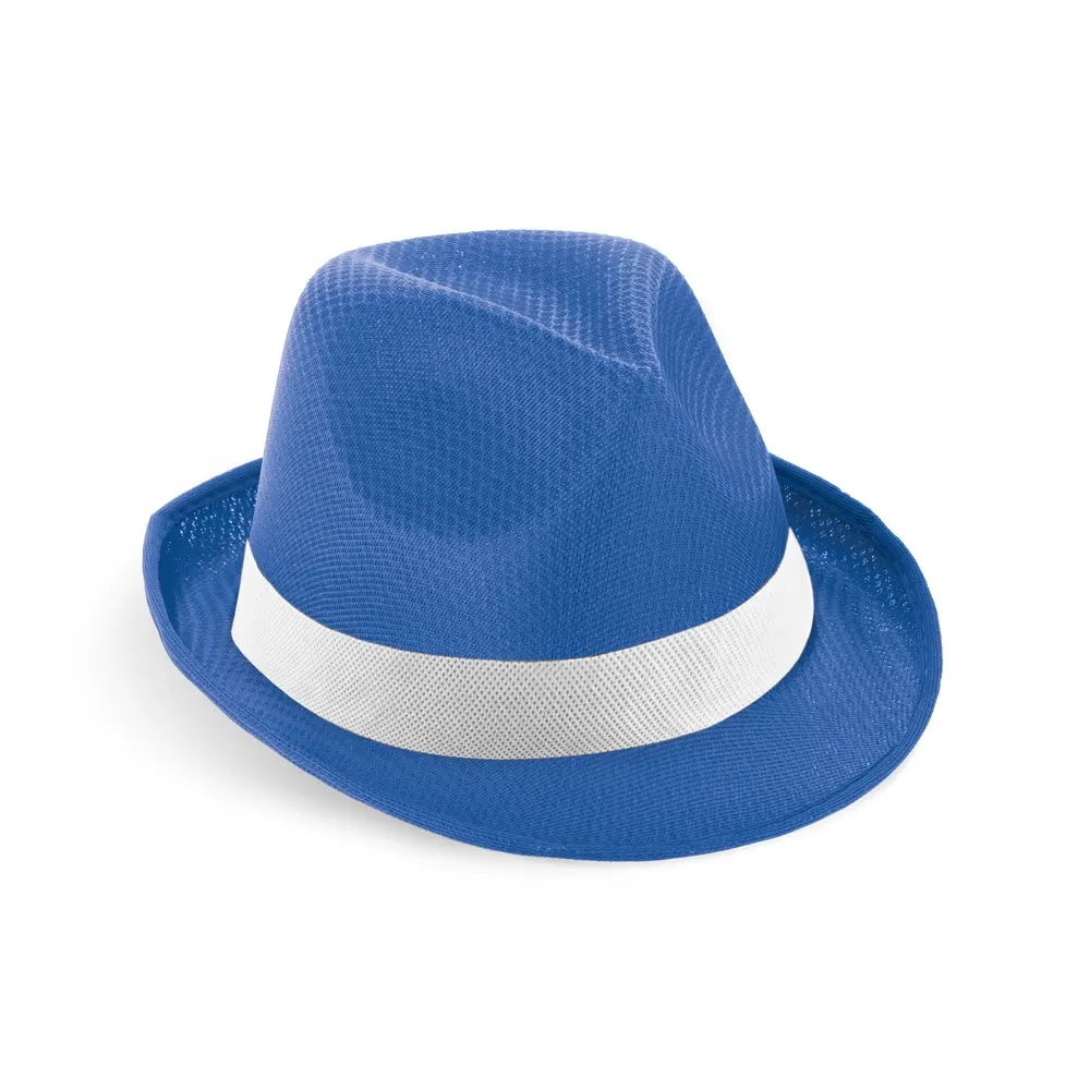 MANOLO POLI. Gorro en PP con cinta de poliéster blanca