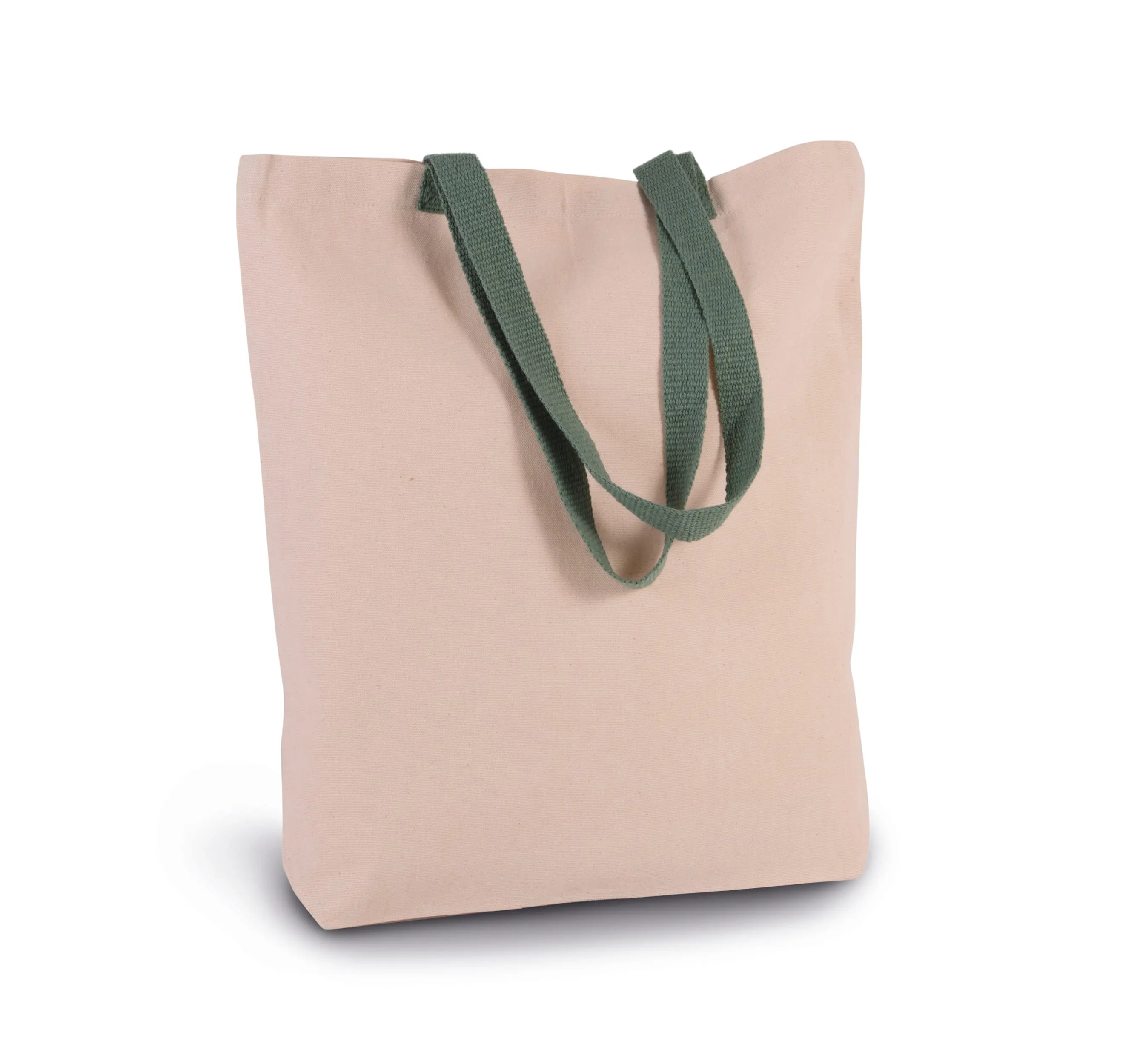Bolsa shopper tejido canvas con fuelle y asas contrastadas