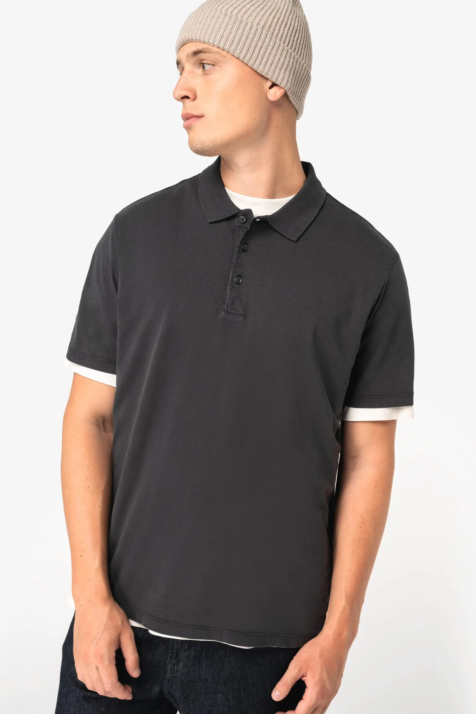 Polo ecorresponsable efecto lavado de punto jersey hombre