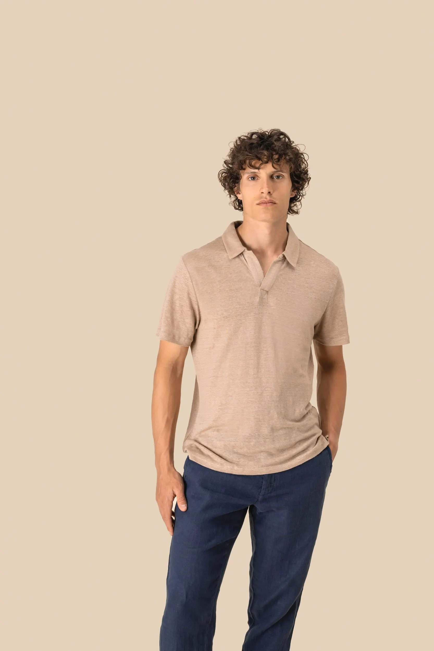 Polo de lino hombre