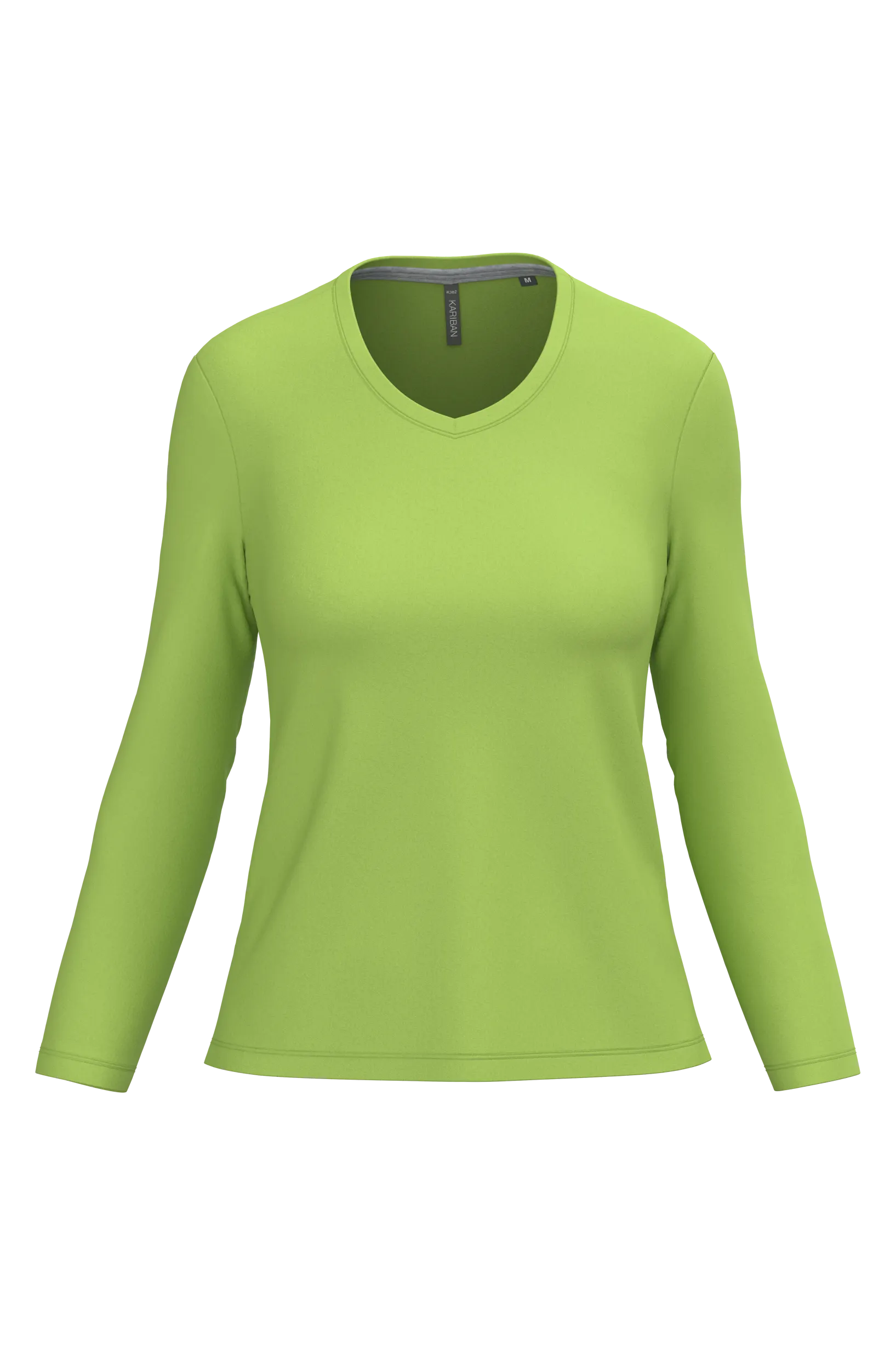 Camiseta manga larga y cuello de pico mujer