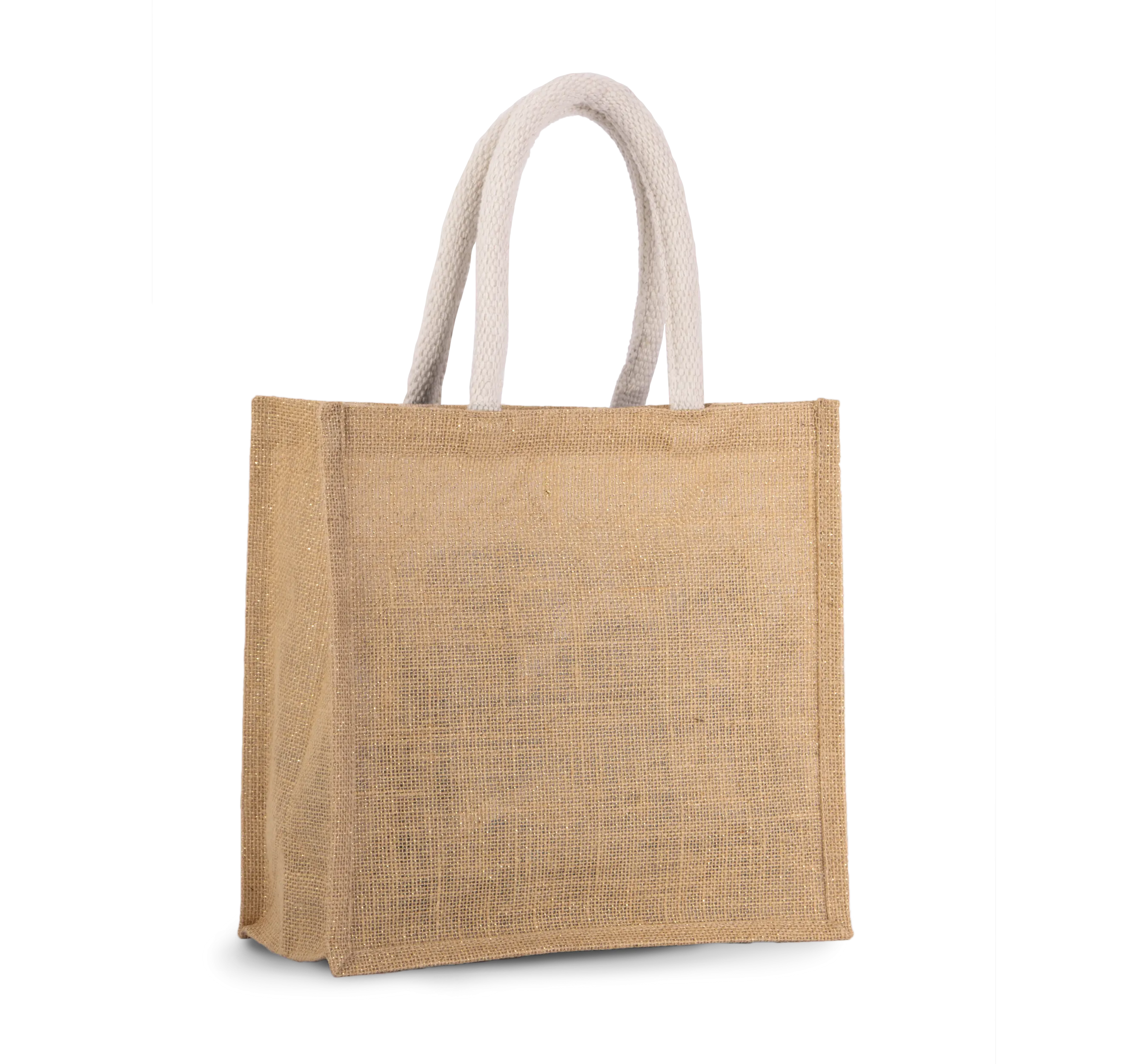 Bolsa estilo tote de tela de yute, modelo mediano