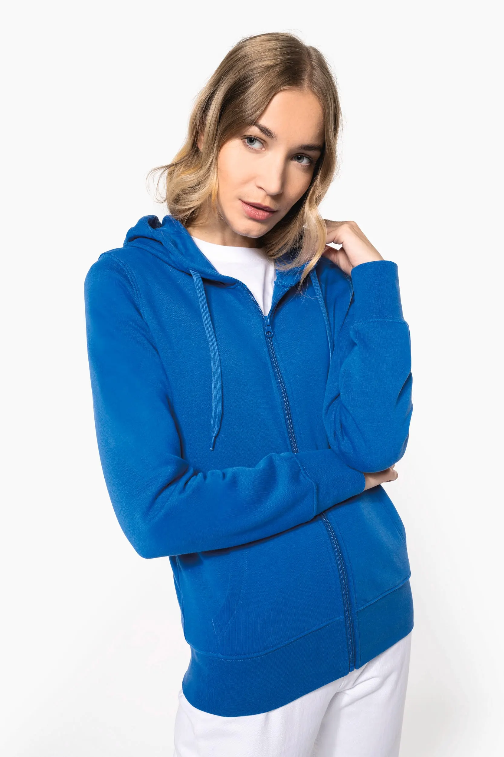 Sudadera con capucha y cremallera ecorresponsable mujer