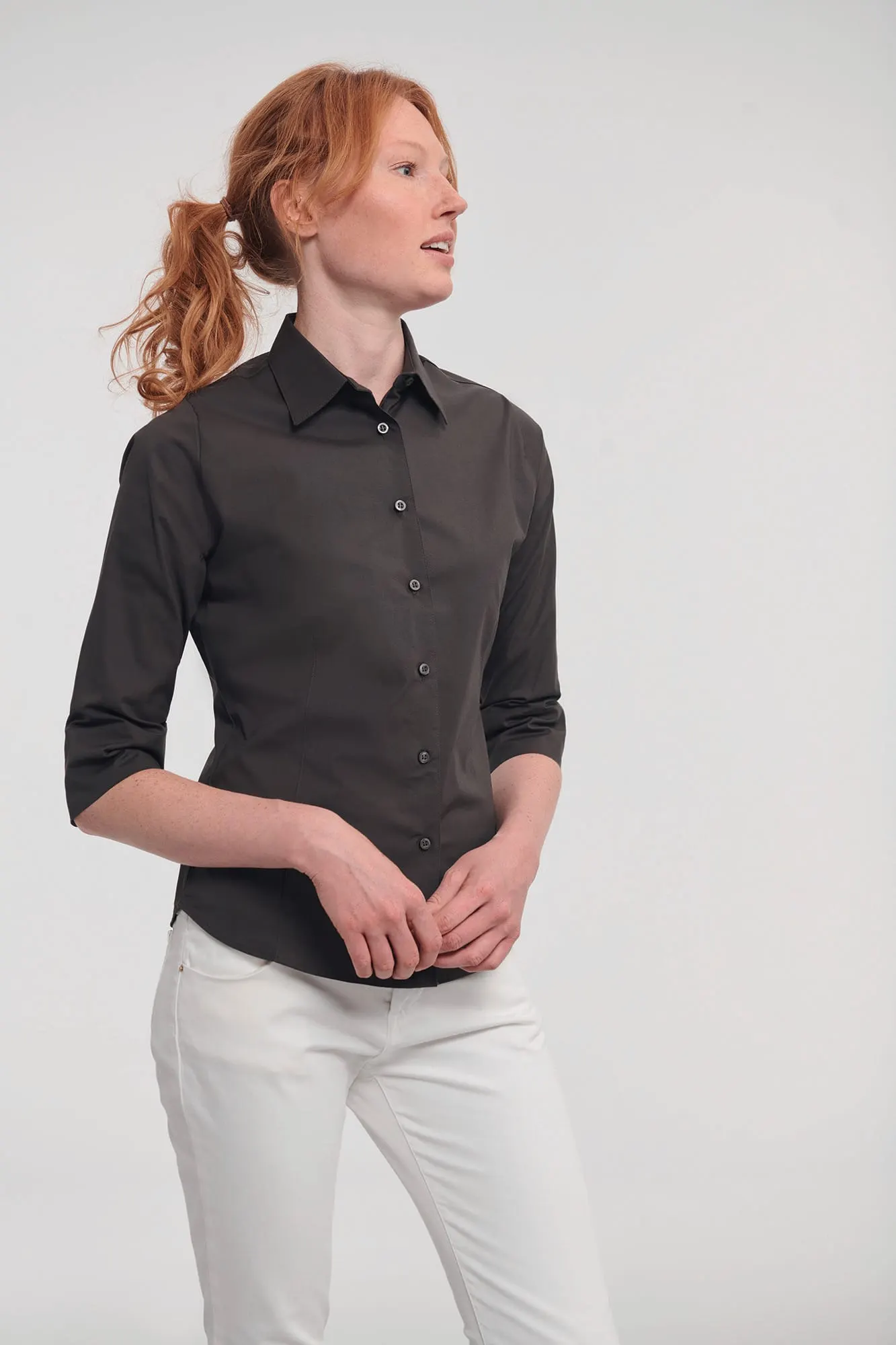 Camisa entallada mangas 3/4 mujer