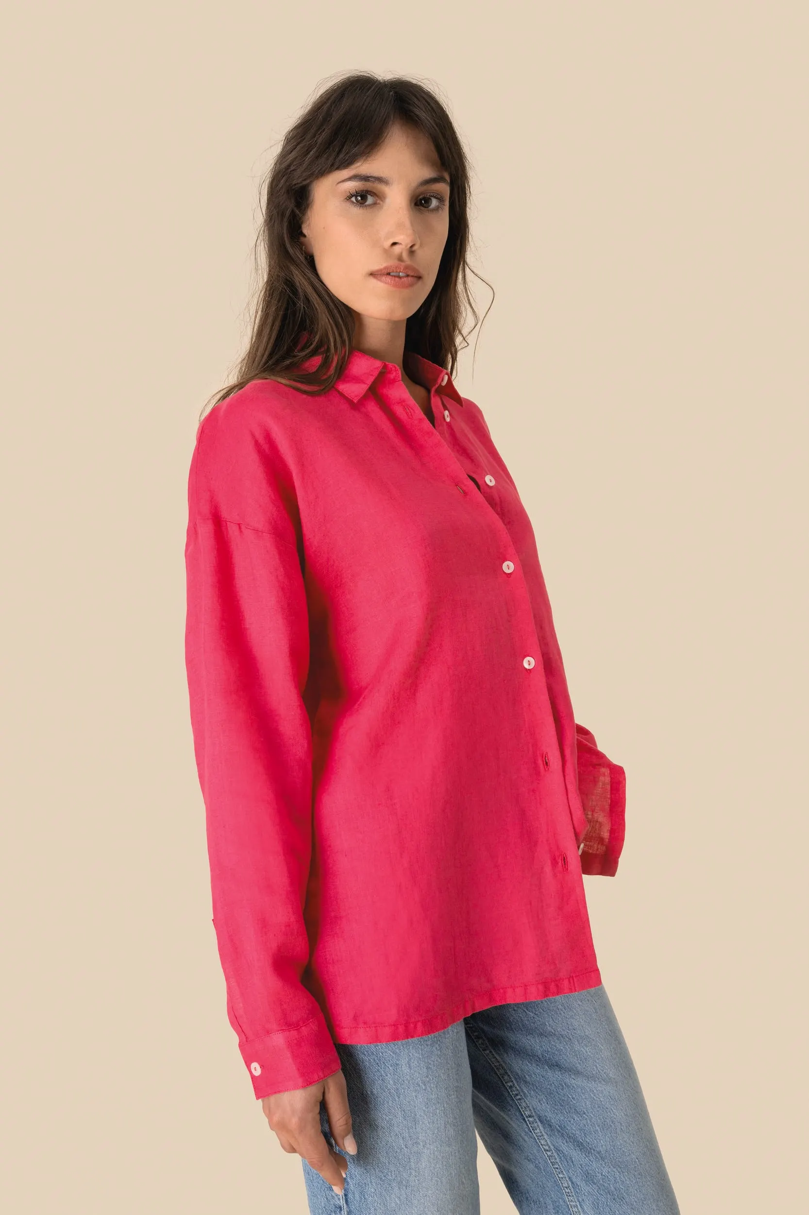 Camisa de lino oversize mujer