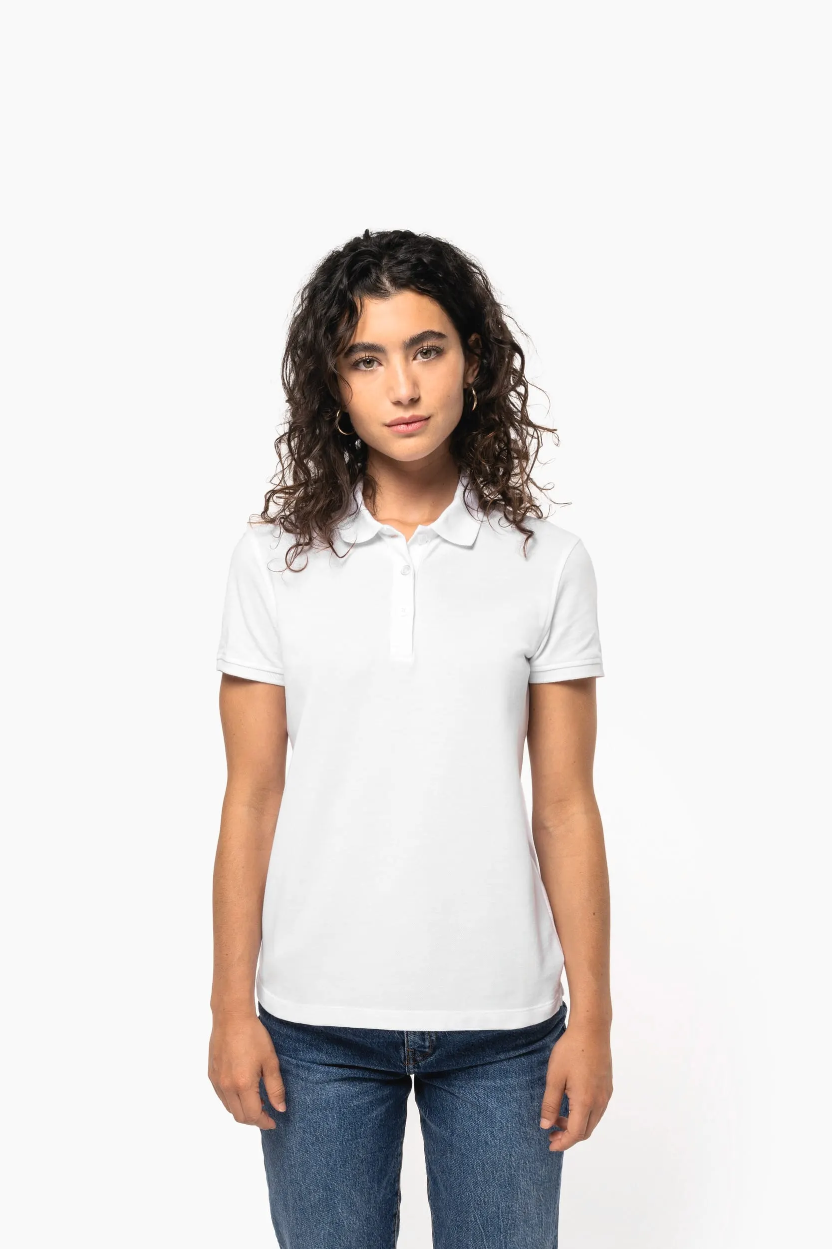 Polo de punto piqué manga corta mujer