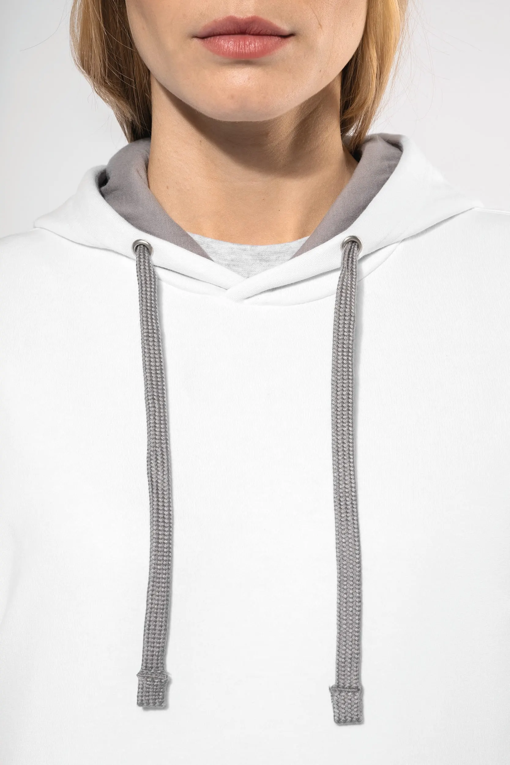 Sudadera capucha contrastada mujer