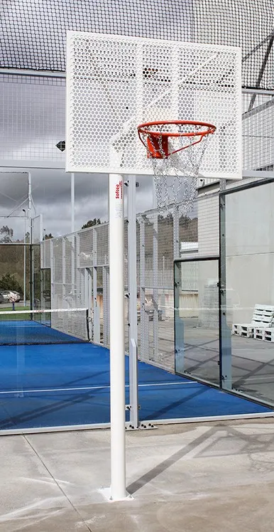JUEGO DE 2 CANASTAS ANTIVANDALICAS MINIBASKET NEW TUBO 114 MM LACADA -INCLUYE AROS, REDES Y TABLEROS-