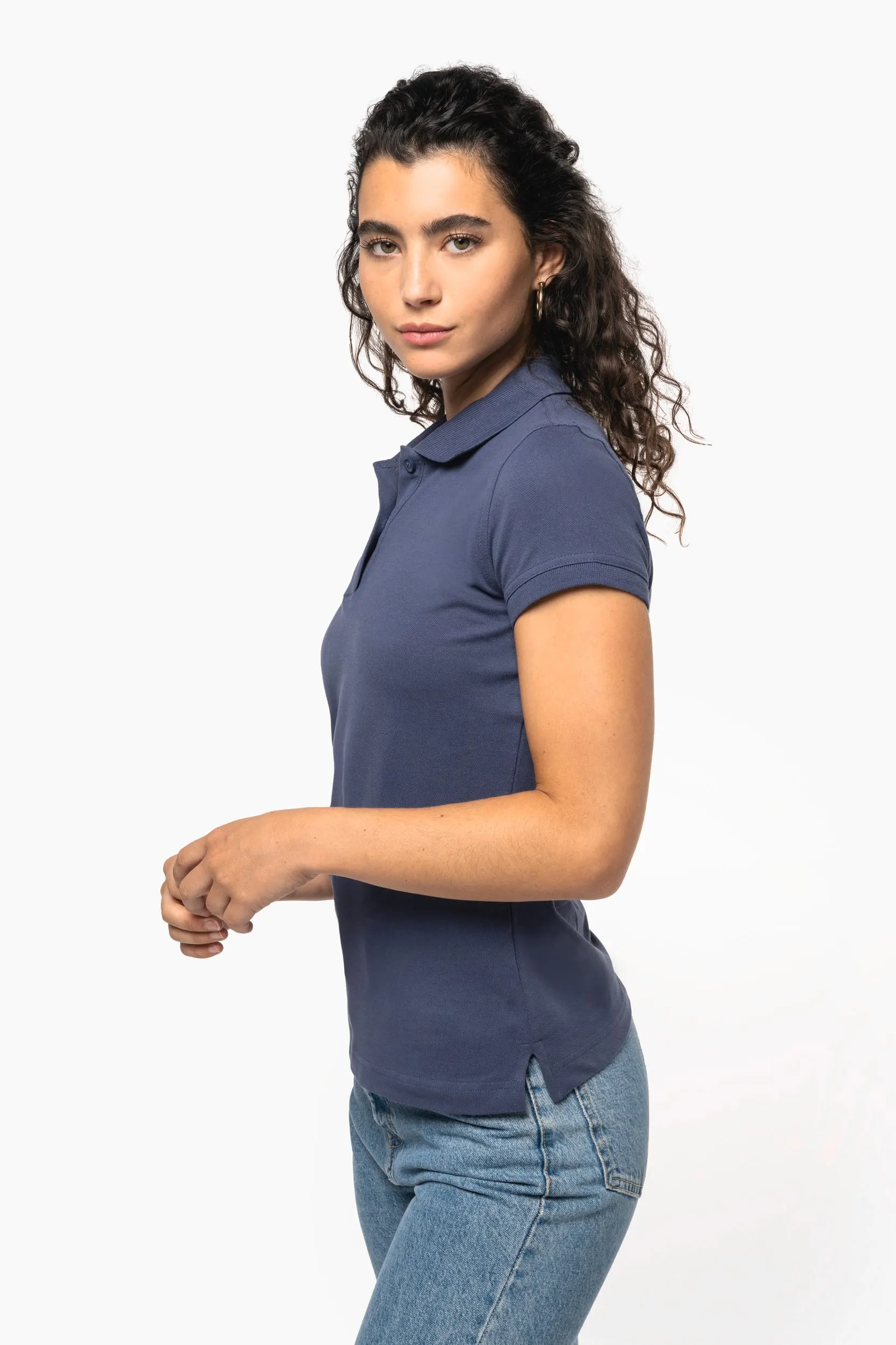 Polo de punto piqué manga corta mujer