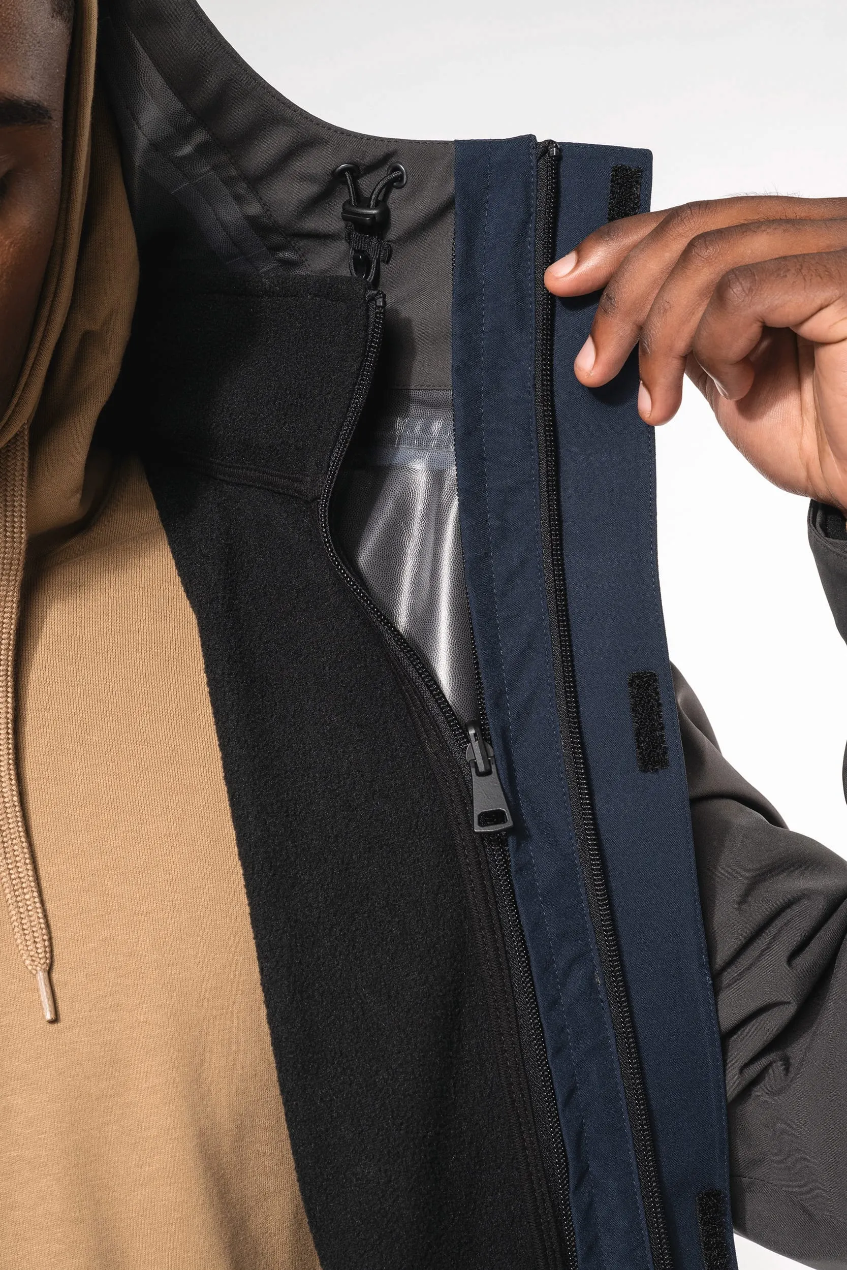 Parka 3 en 1 impermeable con capucha bicolor unisex