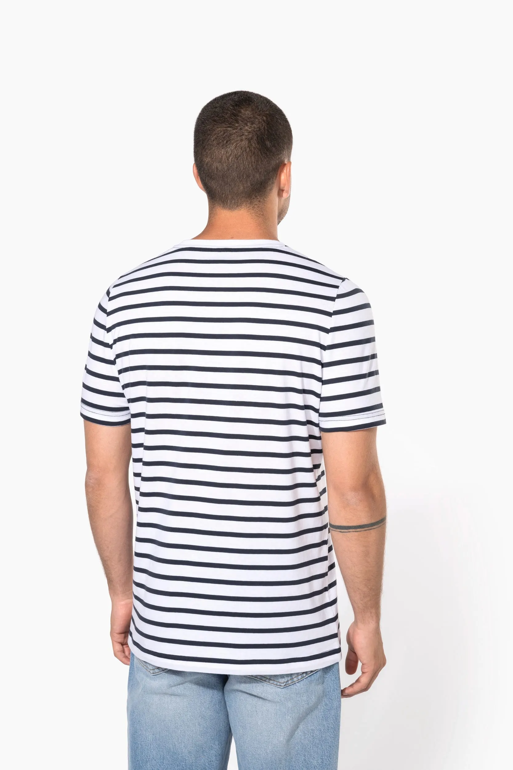 Camiseta Marinera a rayas con bolsillo manga corta