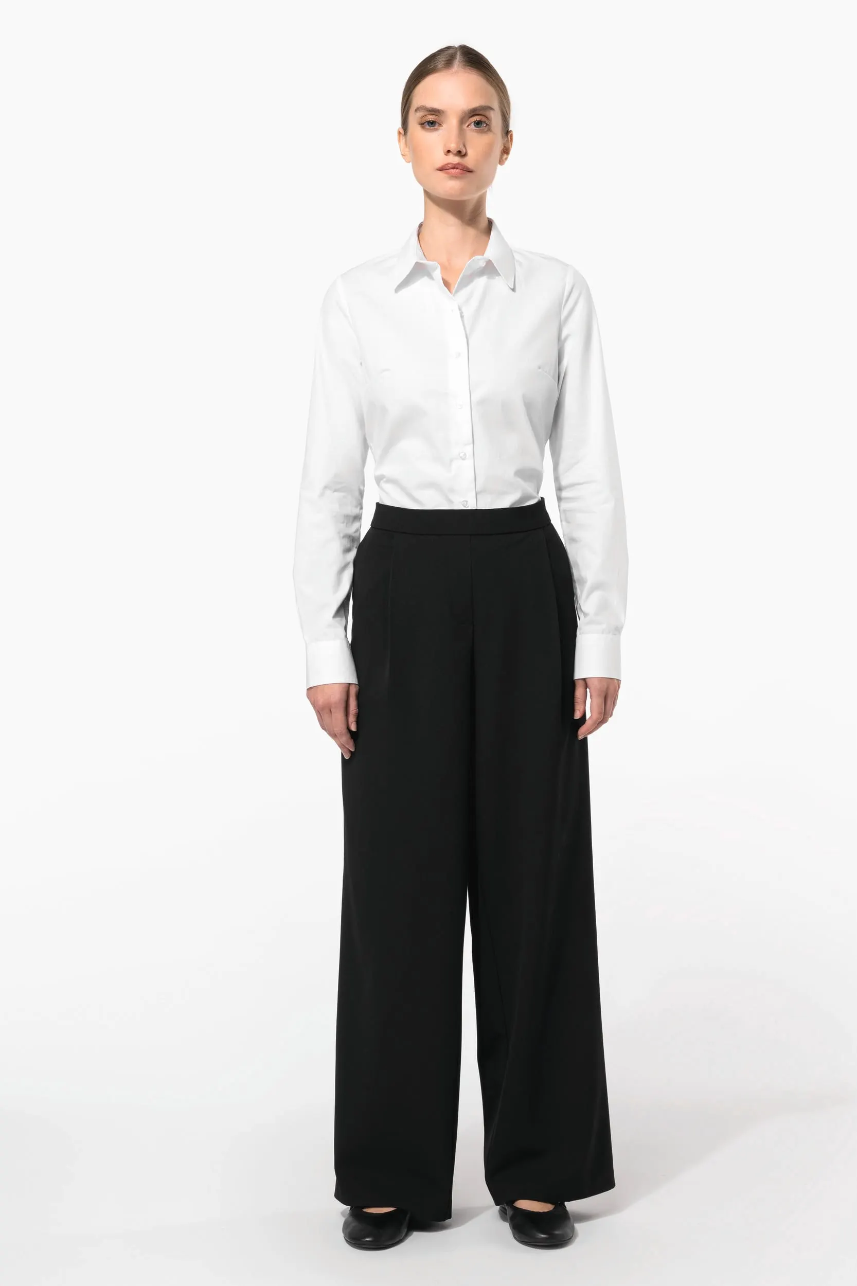 Camisa popelina manga larga mujer