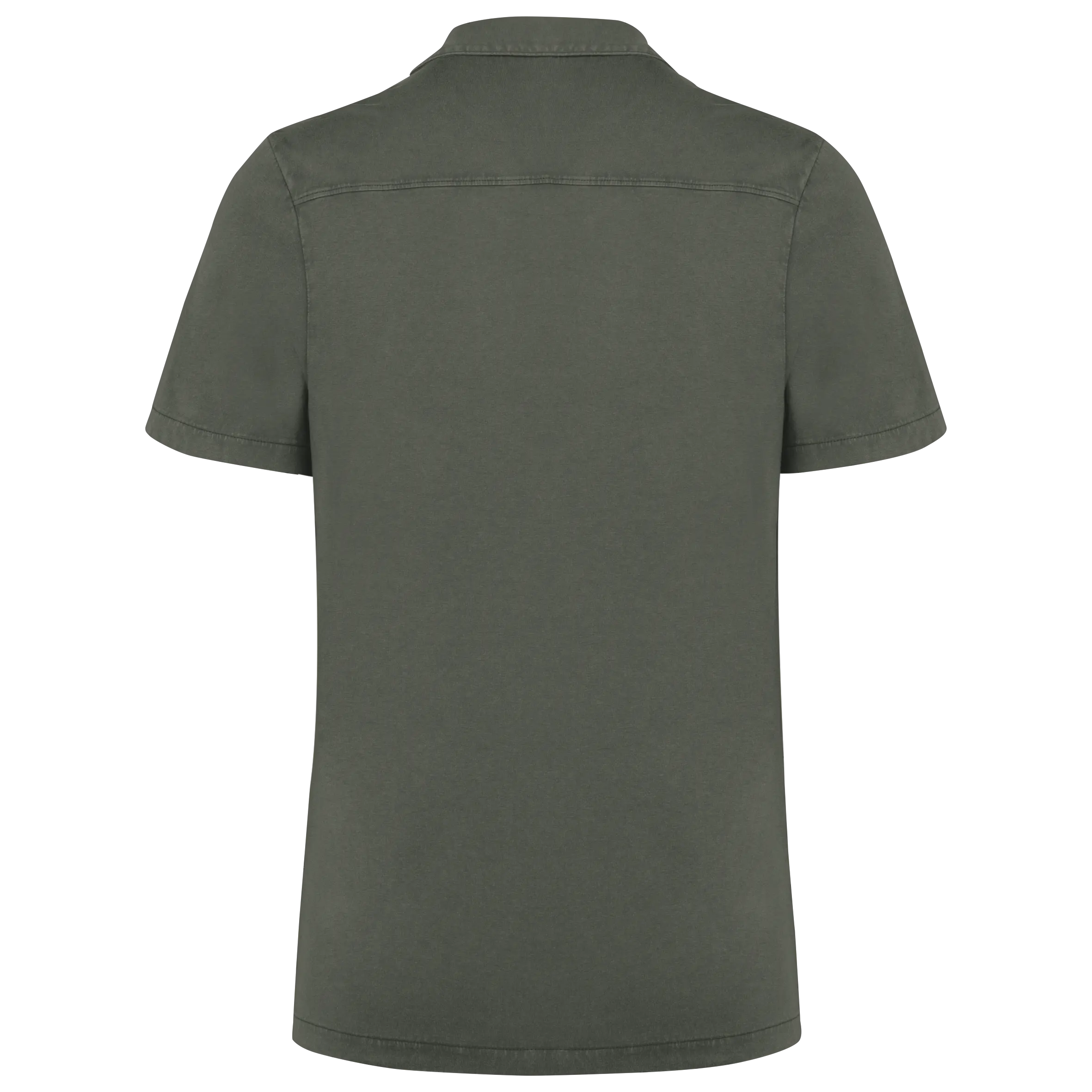 Camisa ecorresponsable efecto lavado de punto jersey manga corta con cuello bowling hombre