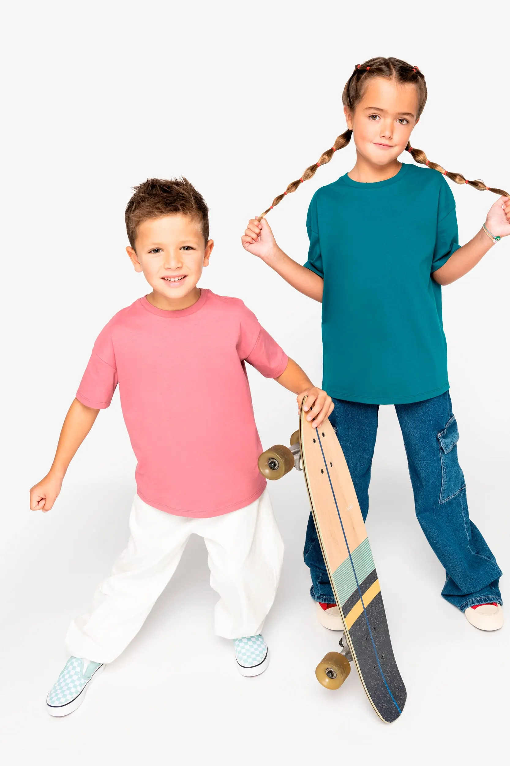 Camiseta ecorresponsable de hombros caídos infantil