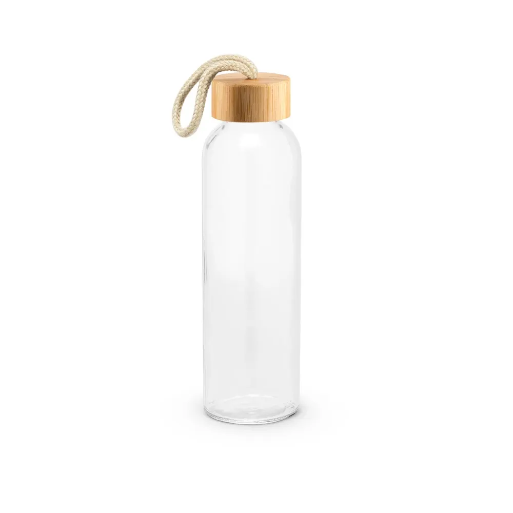 CROSBY. Botella de vidrio de 520 ml con tapa de bambú