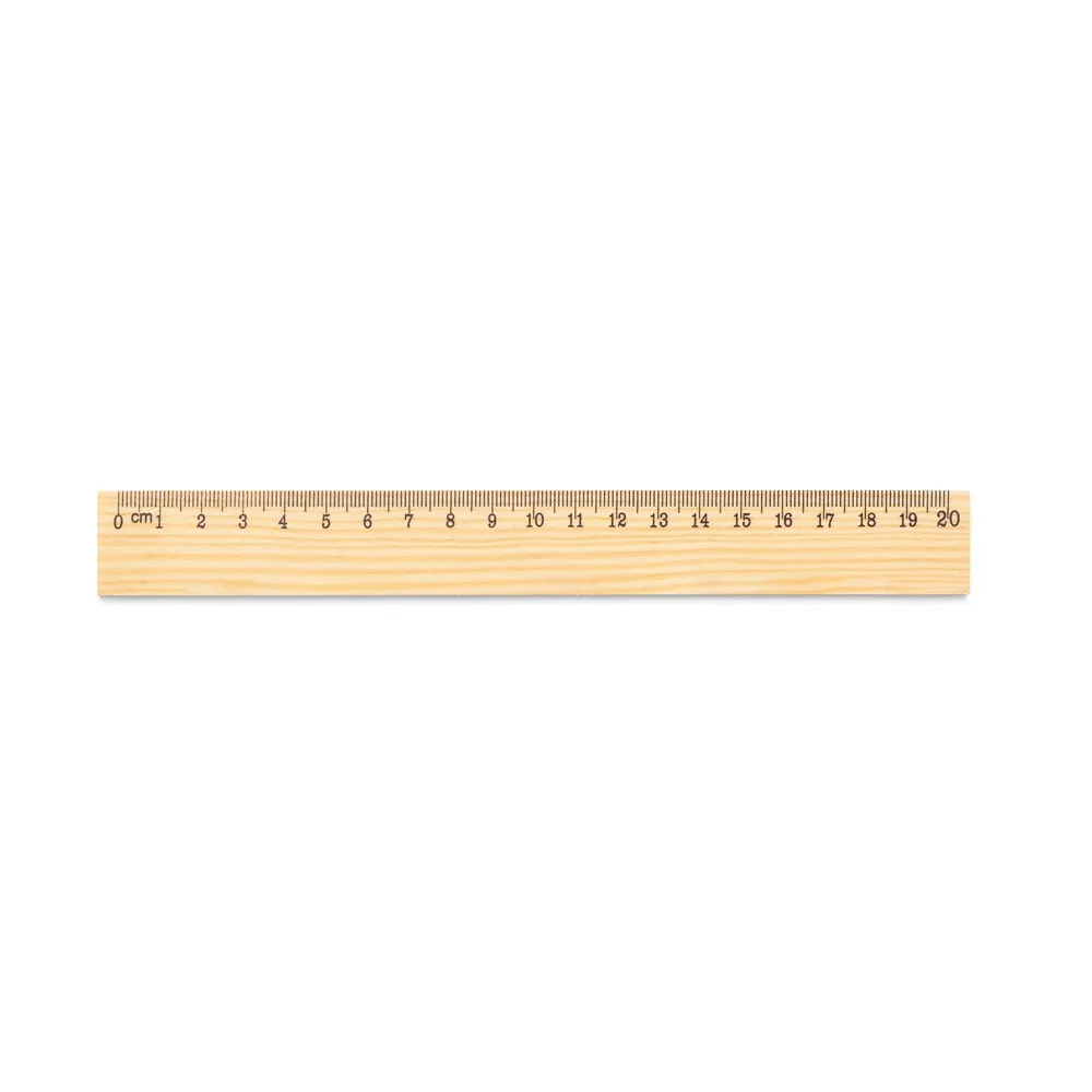 WESLEY 20. Regla de madera de pino con escala de 20 cm