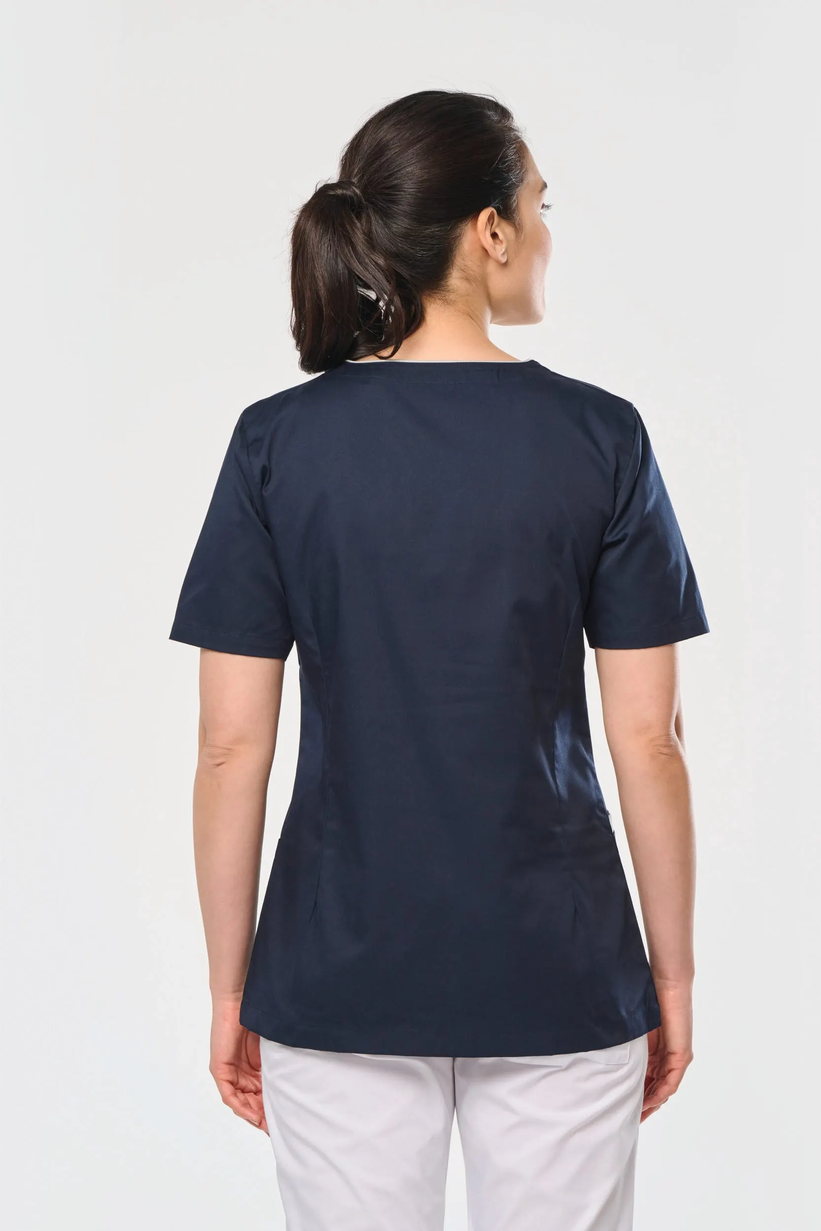 Blusa polialgodón con botones a presión mujer