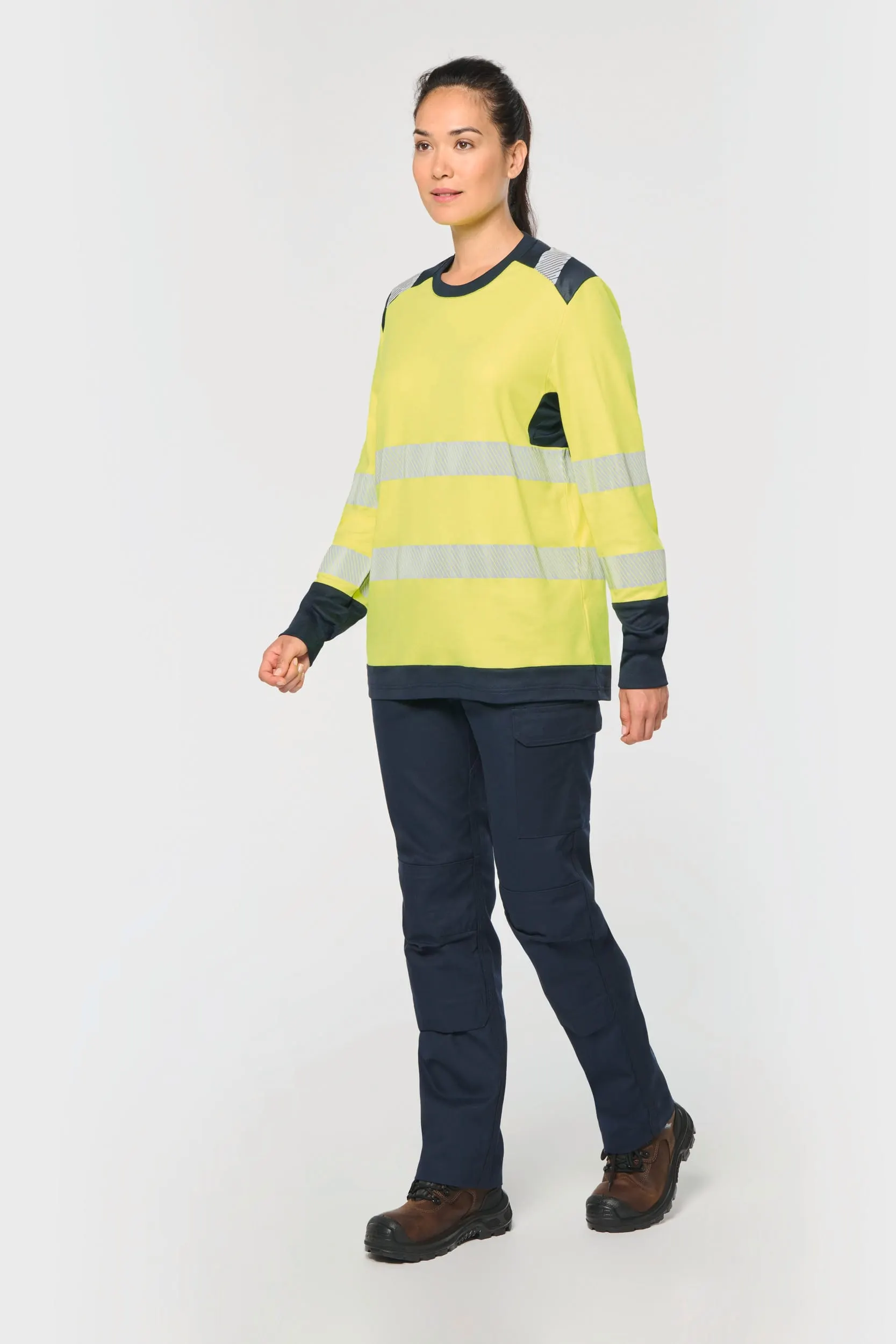 Camiseta de seguridad reciclada cuello redondo manga larga unisex