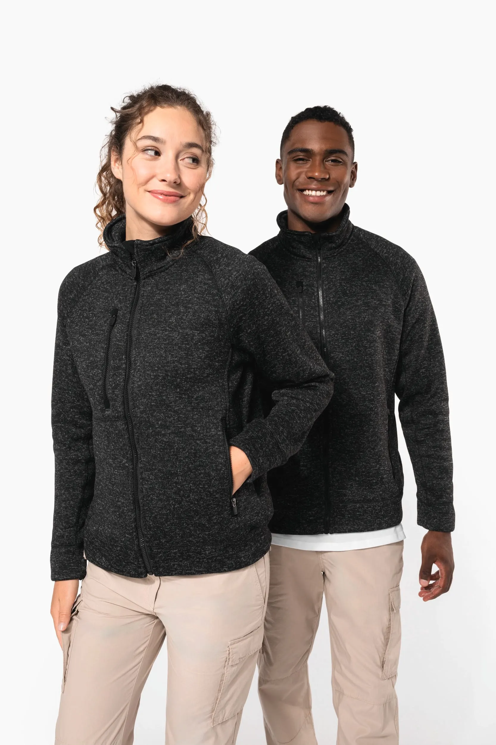 Chaqueta jaspeada con cremallera hombre