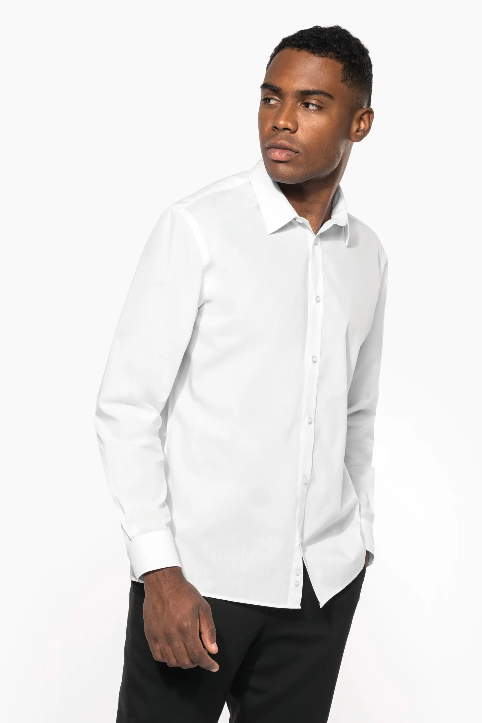 Camisa de popelina de polialgodón de fácil cuidado para hombre
