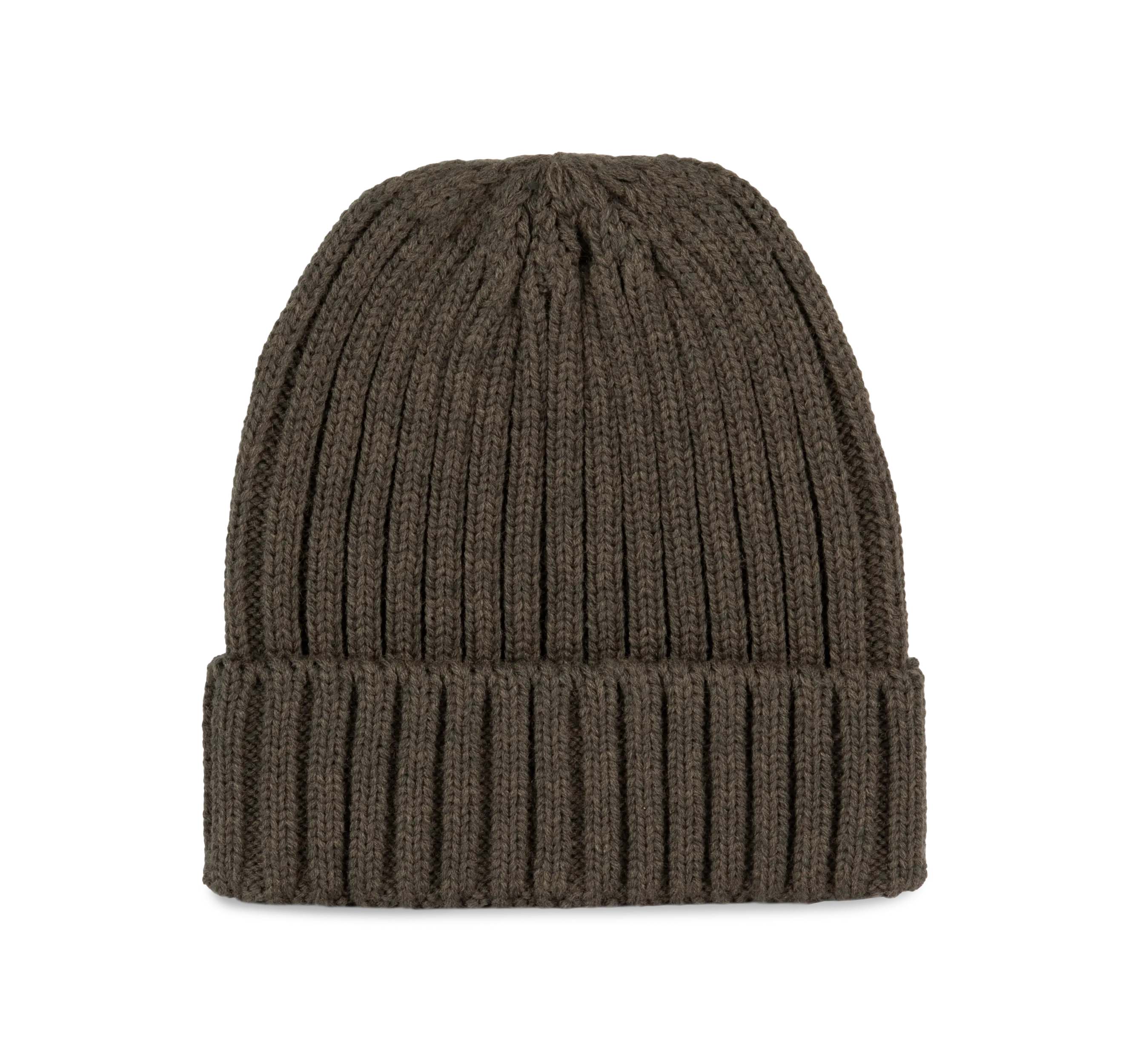 Gorro de punto canalé 2 x 1 con dobladillo