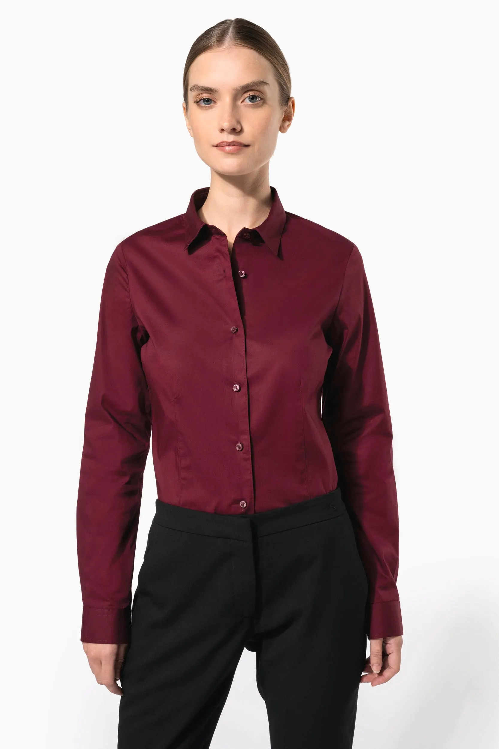 Camisa stretch manga larga mujer