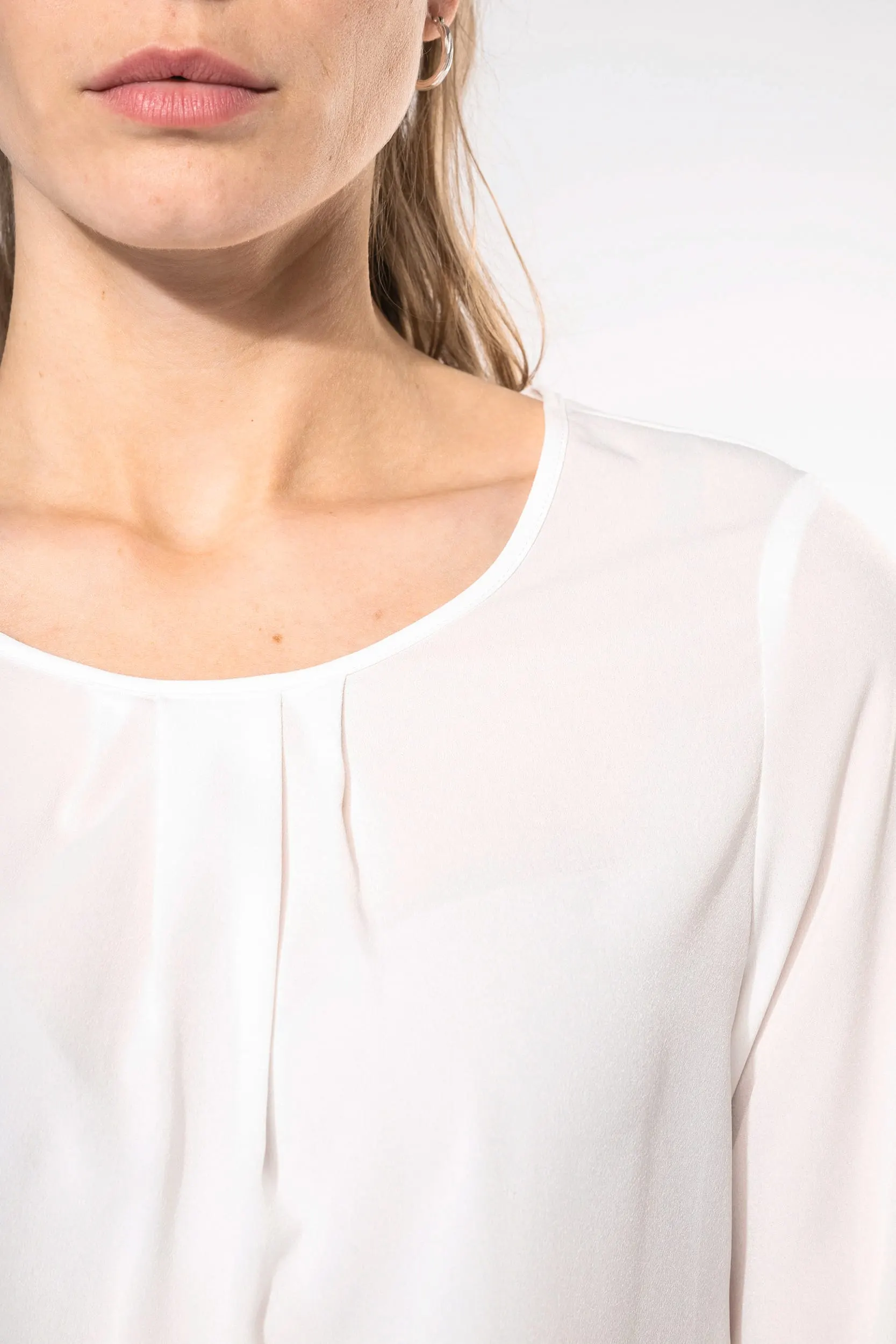 Blusa crepe manga larga mujer
