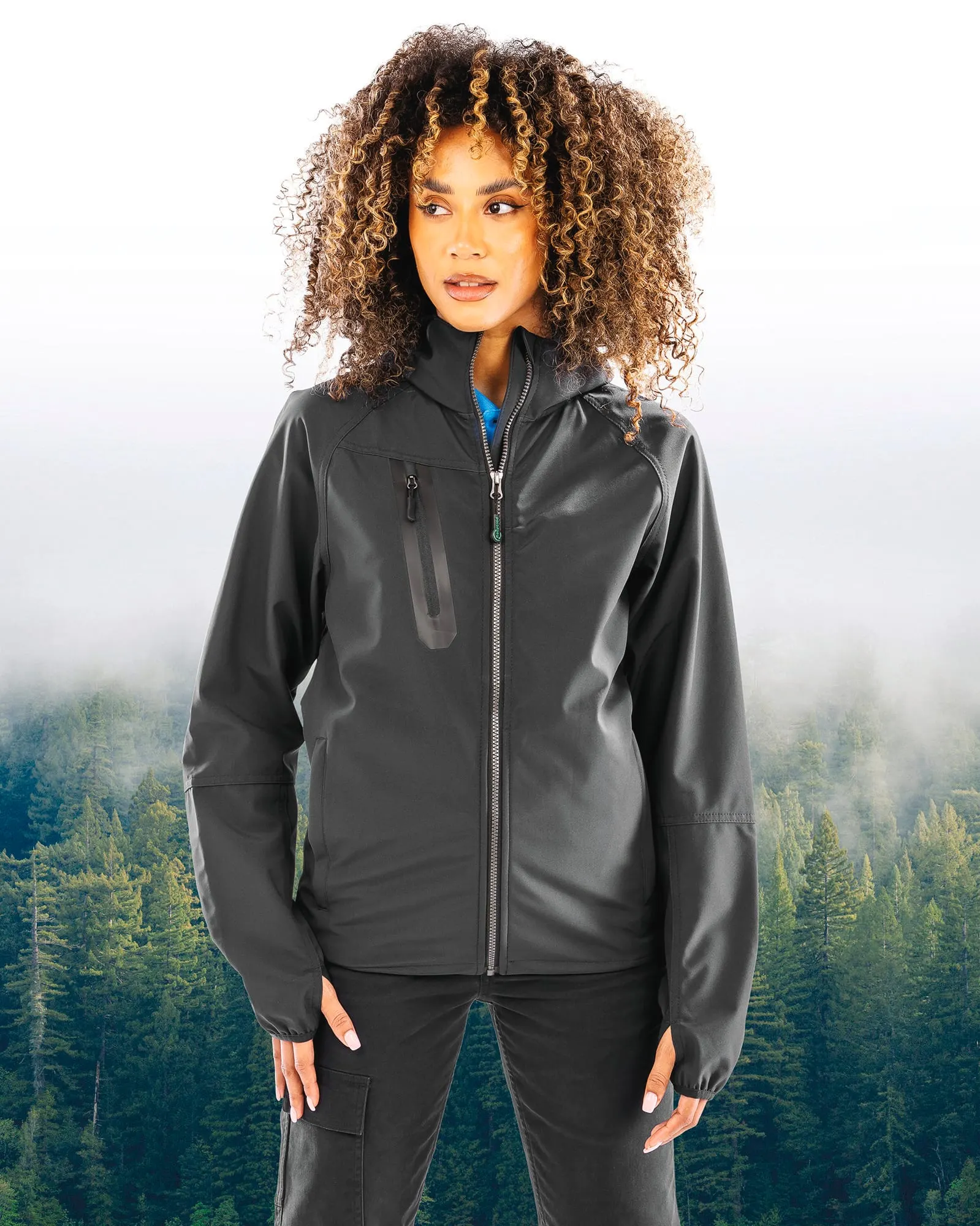 Chaqueta softshell 3 capas reciclada con capucha unisex<br/>