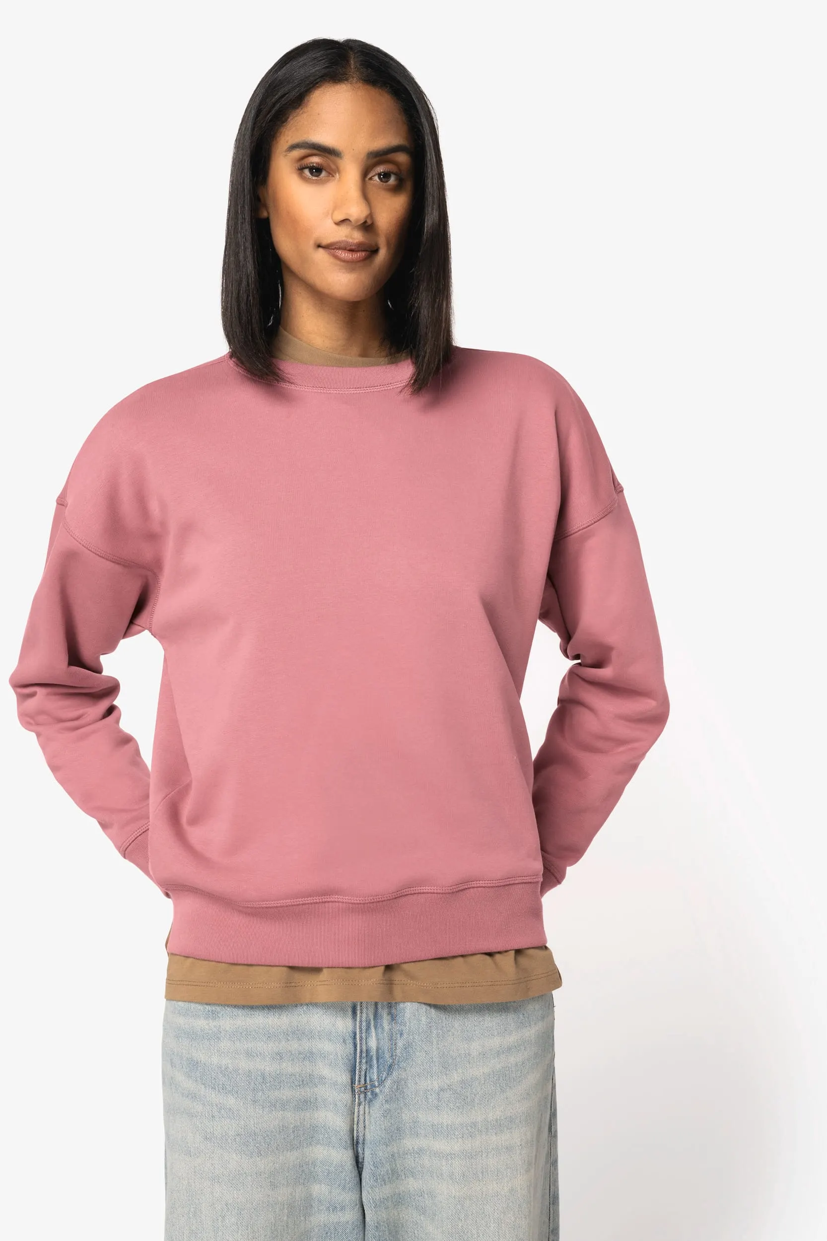 Sudadera ecorresponsable cuello redondo hombros caídos mujer