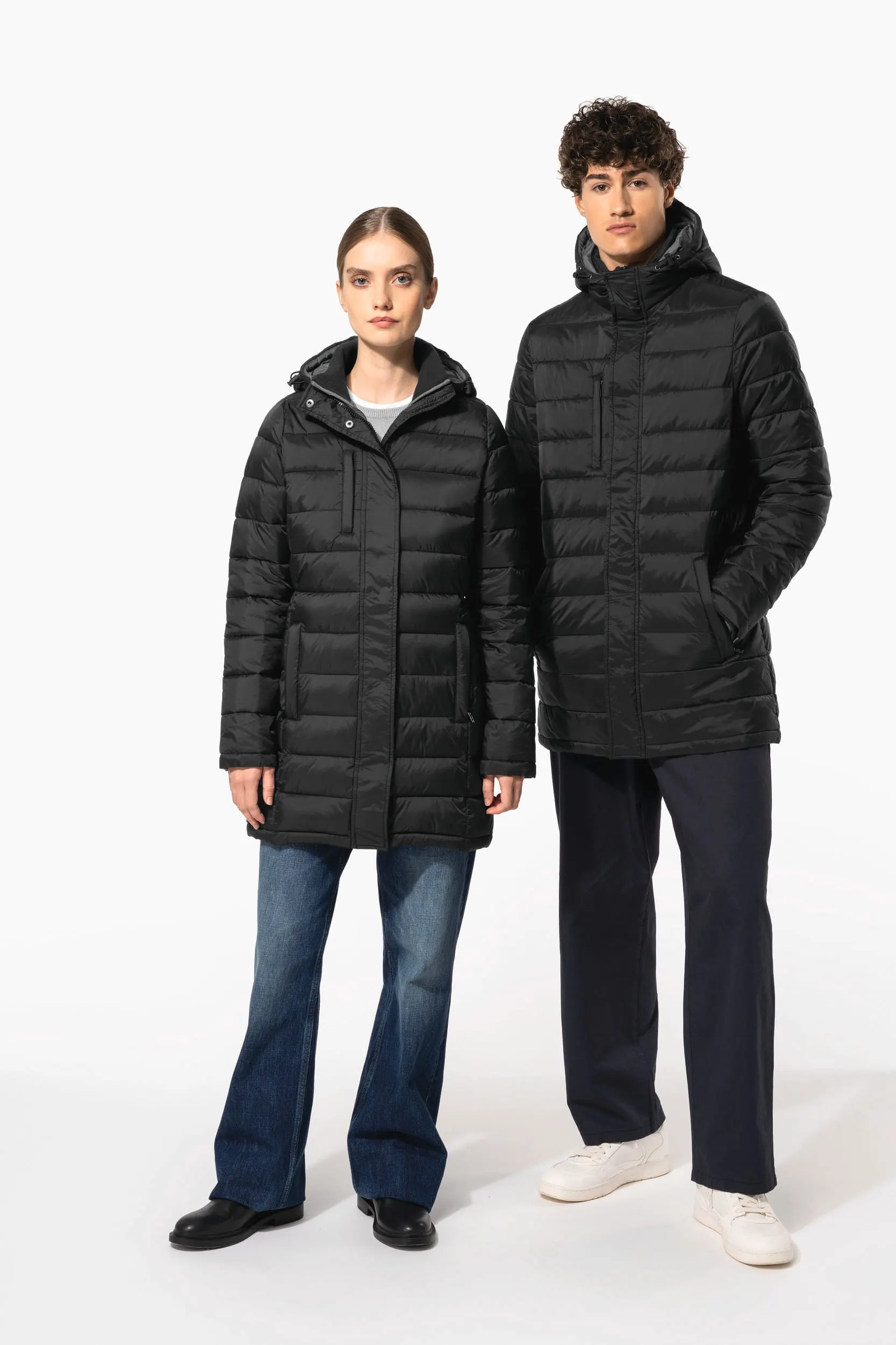 Parka ligera acolchada con capucha para mujer
