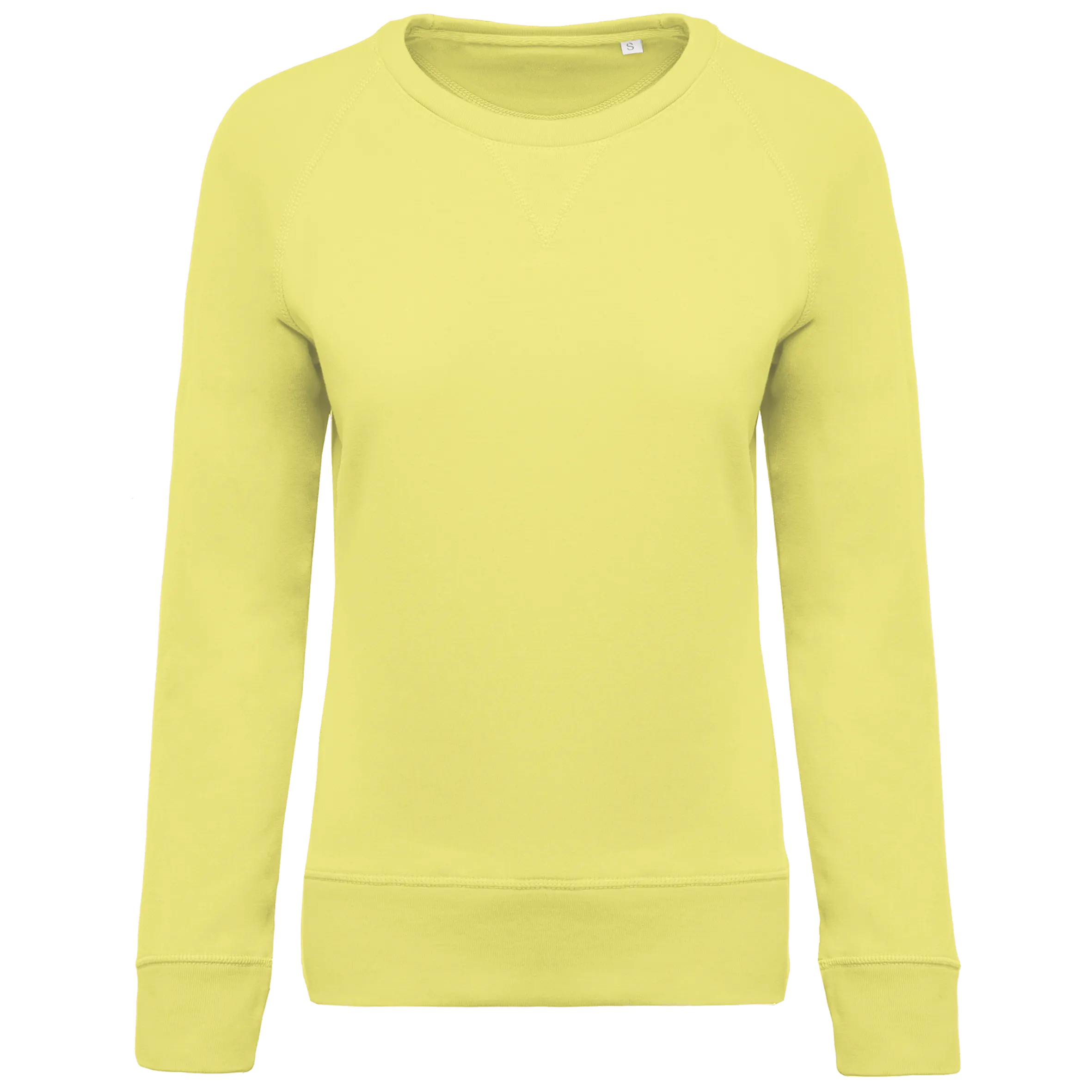 Sudadera algodón orgánico con cuello redondo y mangas raglan de mujer