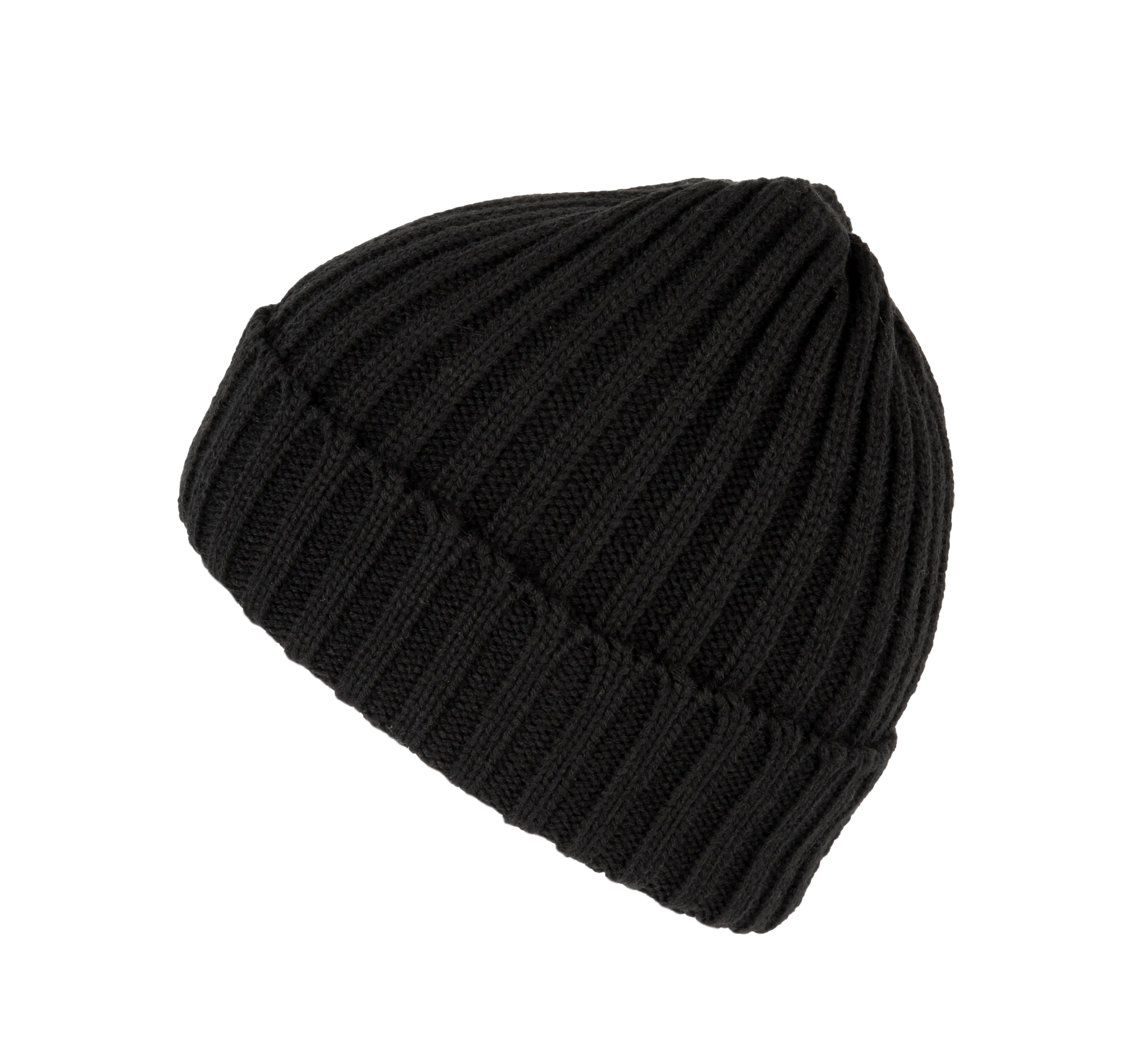 Gorro de punto canalé 2 x 1 con dobladillo