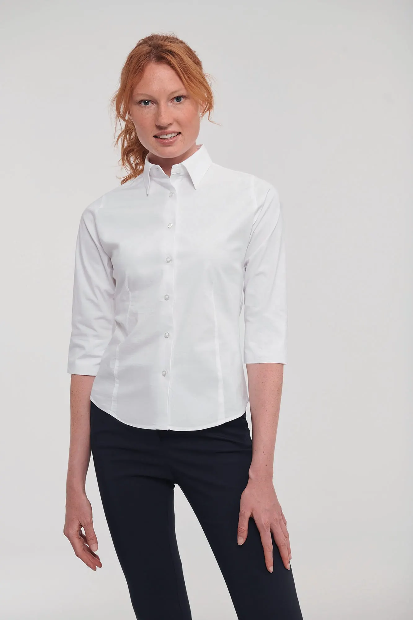 Camisa entallada mangas 3/4 mujer
