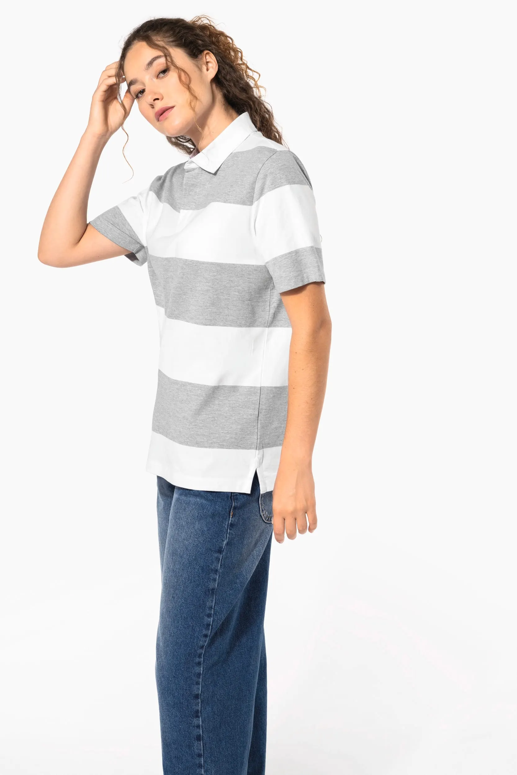 Polo a rayas manga corta unisex