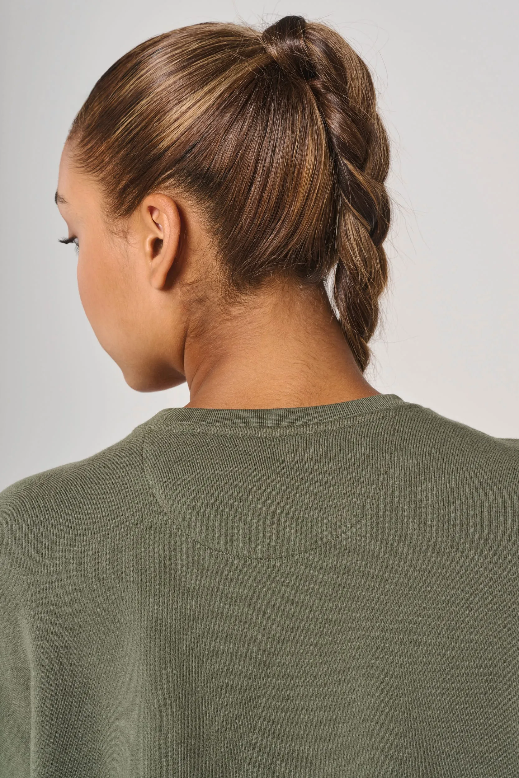 Sudadera crop cuello redondo mujer