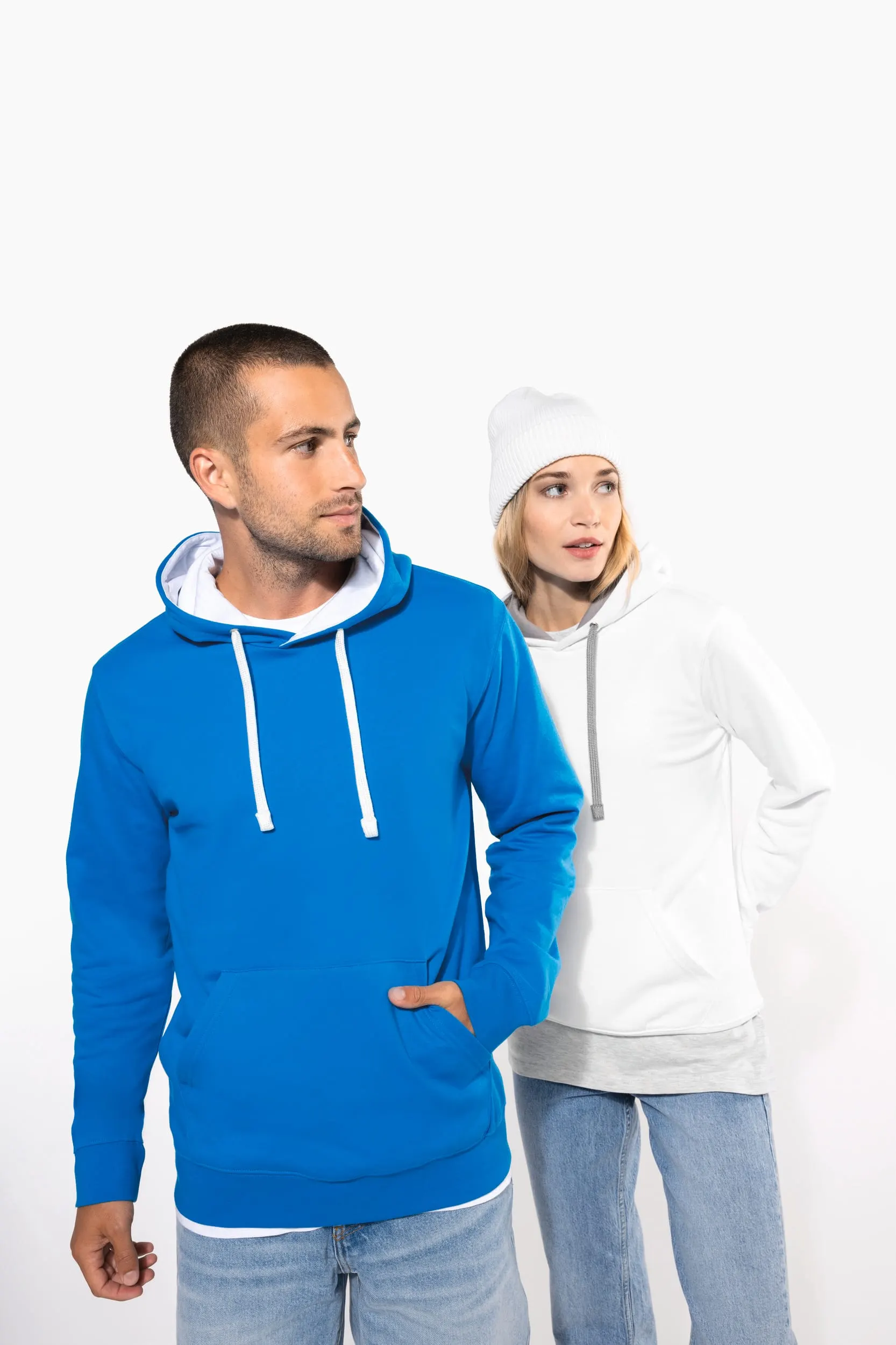 Sudadera capucha contrastada mujer