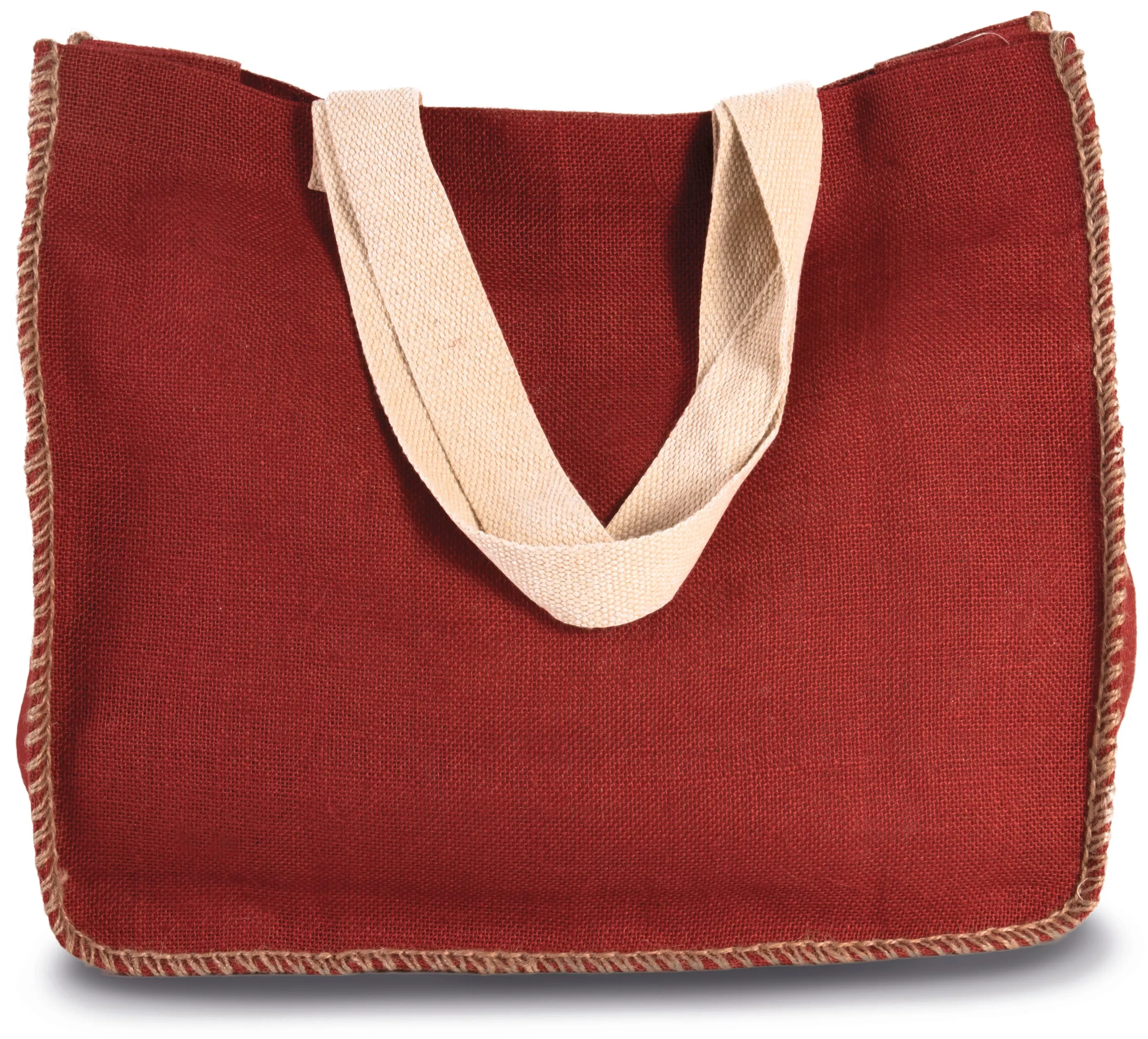 Bolsa de yute con costuras contrastadas