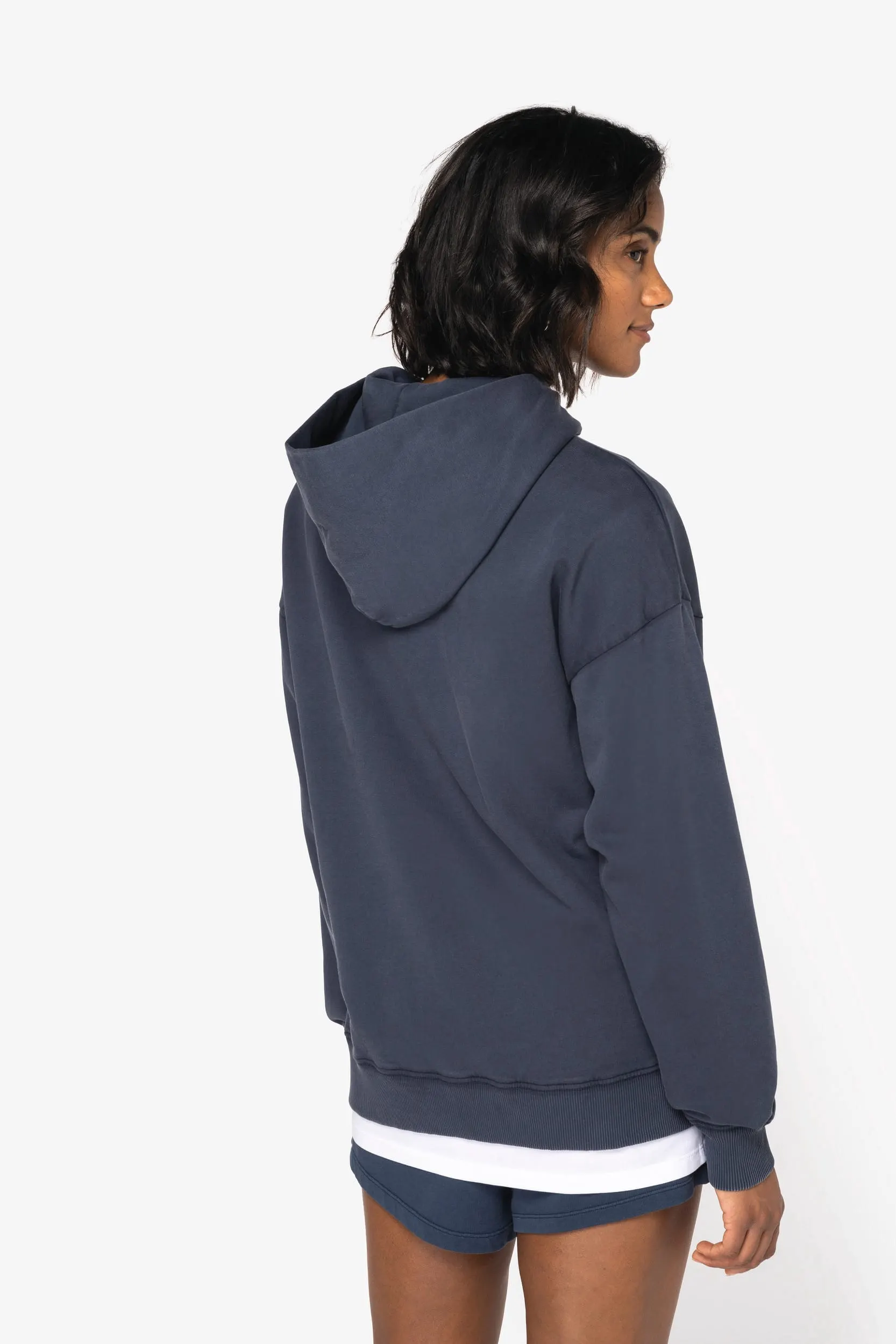 Sudadera ecorresponsable con capucha efecto lavado oversize unisex