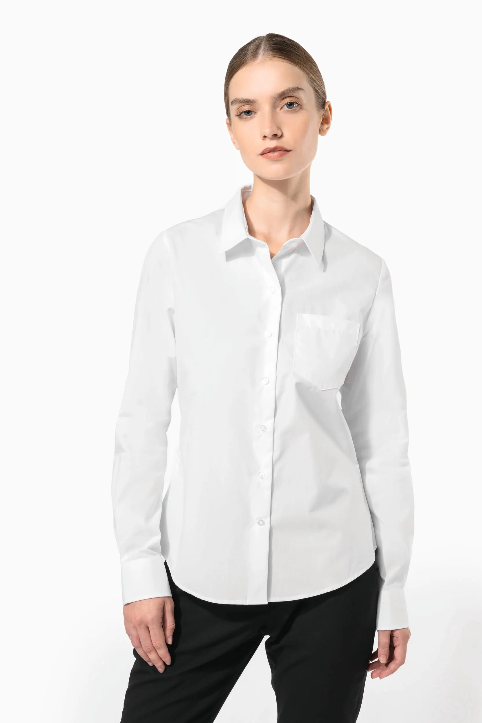 Camisa popelina manga larga mujer