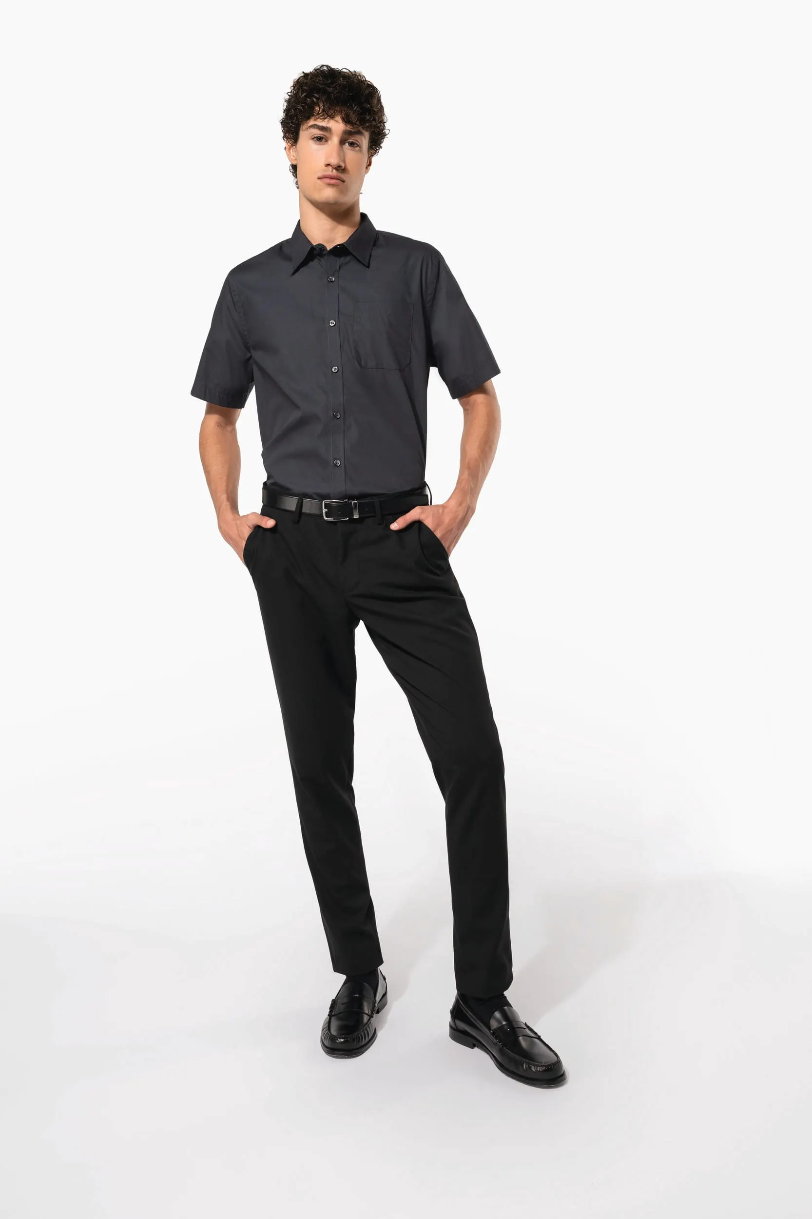 Camisa popelina manga corta hombre